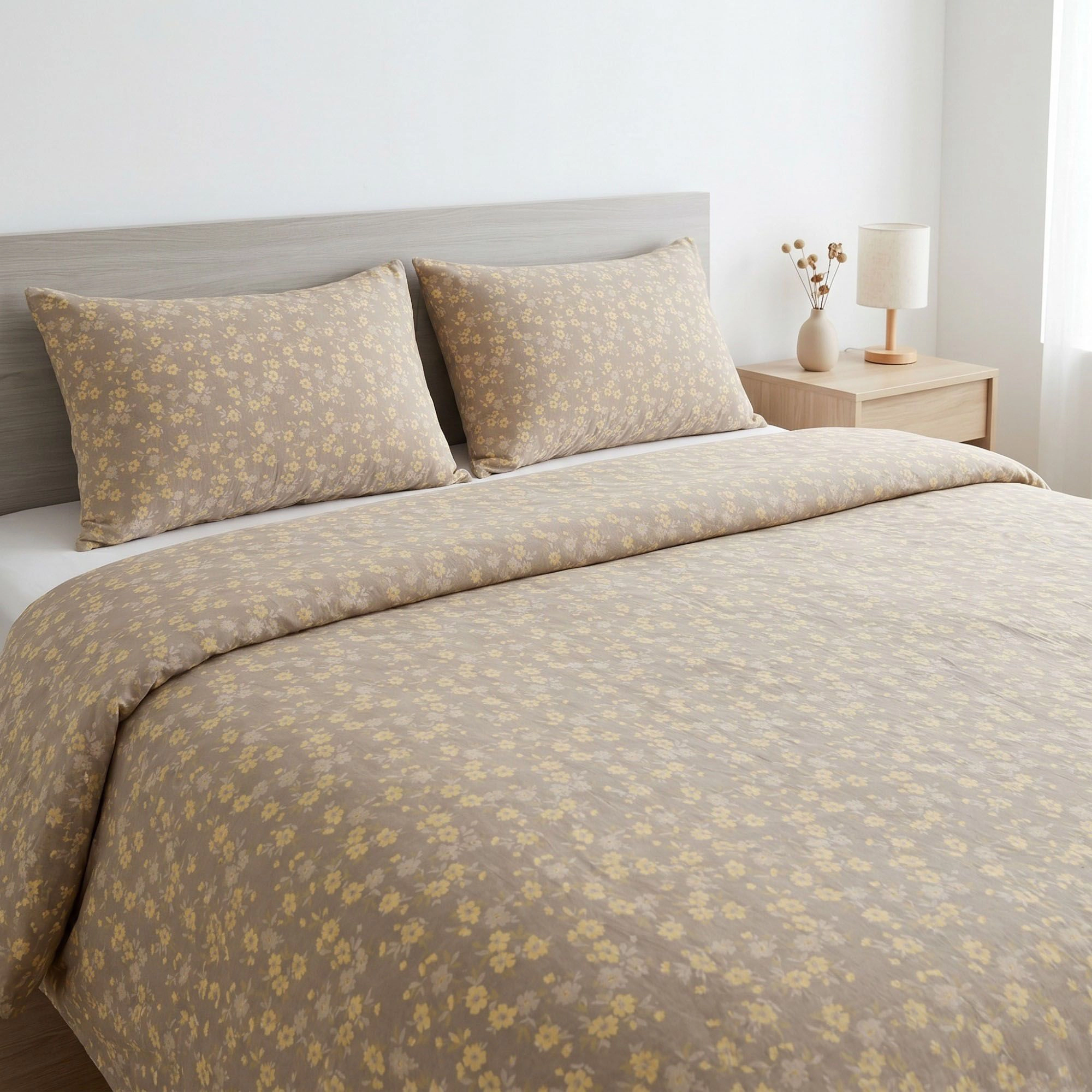 Alilang Unisex 3-Piece Cotton Bedding Set with Duvet Cover and Pillowcases Soft Washed Fabric Small Floral Print Design