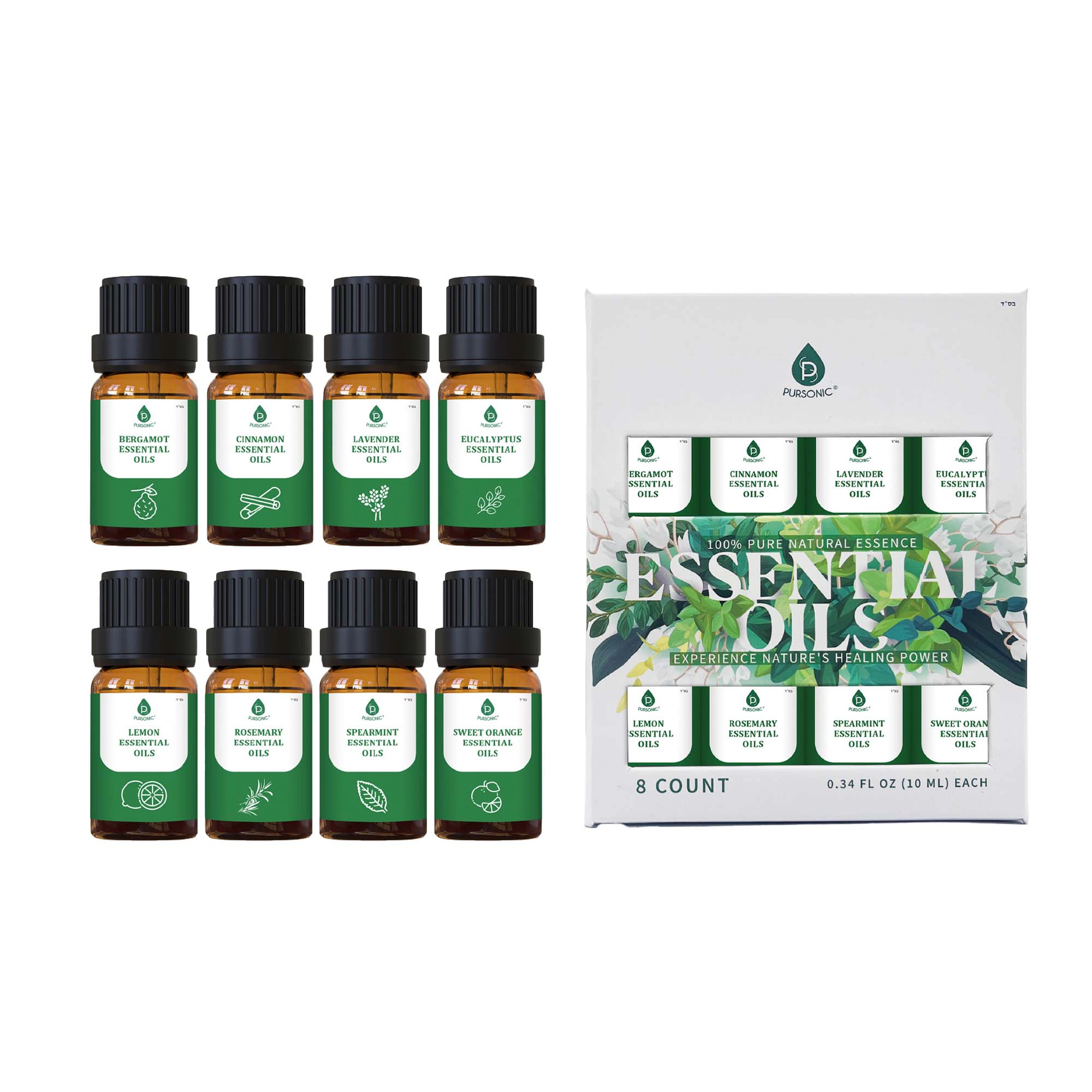 Pursonic Unisex 100% Pure Natural Essence Essential Oils Collection – Aromatherapy at Its Finest!