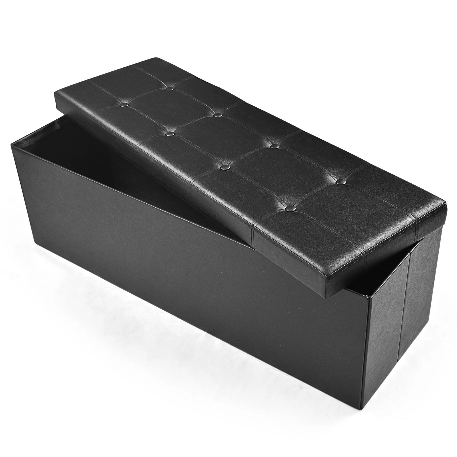 SlickBlue Tufted Folding Storage Ottoman Bench with 660 lb Capacity