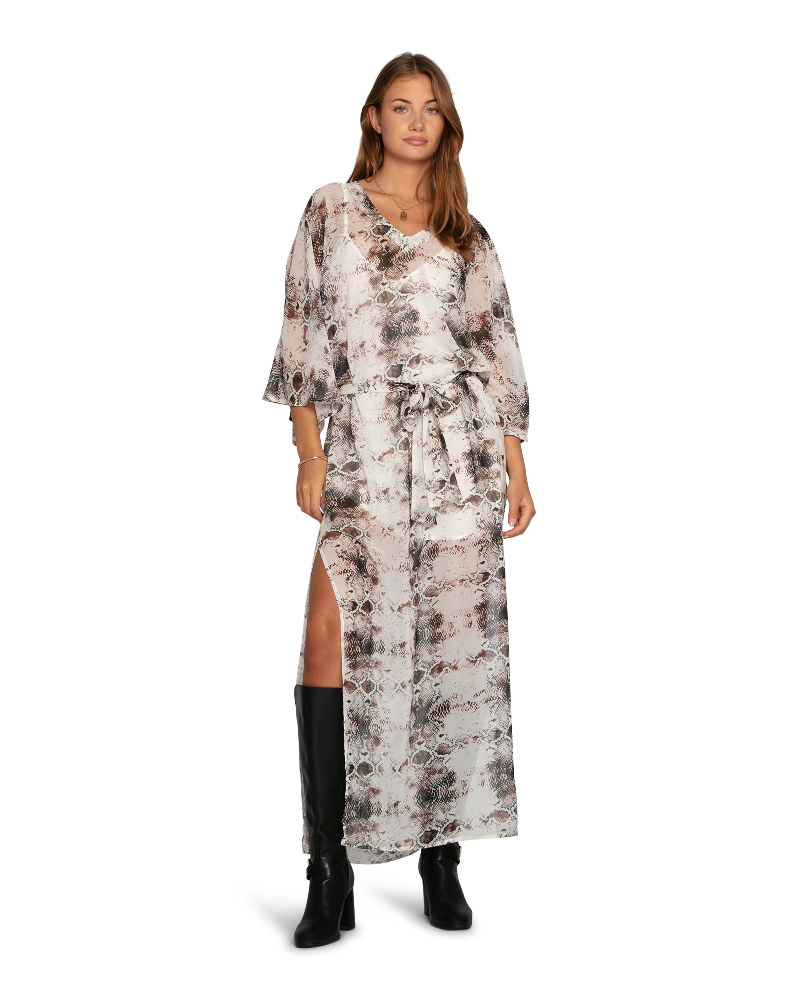 Belle & Bloom Heart On Fire Snake Print Kaftan