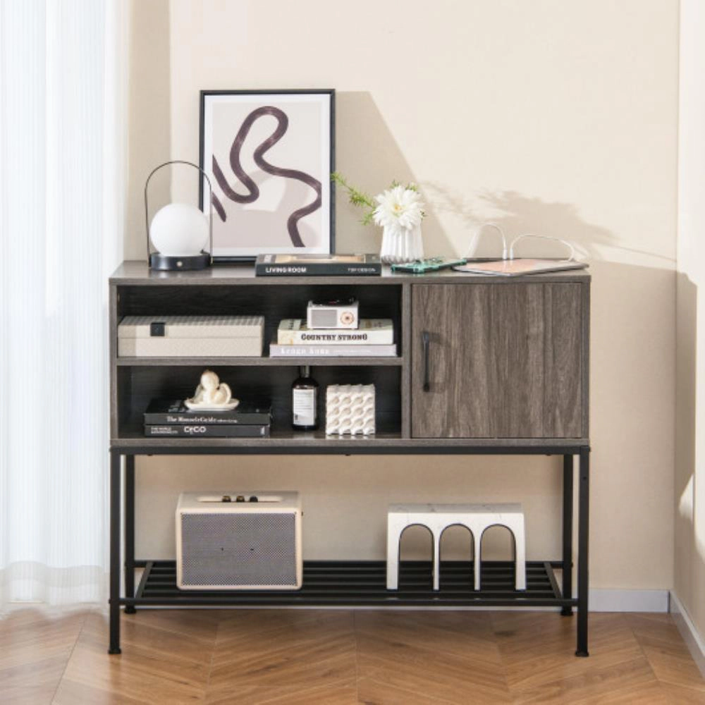 Hivvago Buffet Sideboard Coffee Bar Cabinet With Power Outlets And Usb Ports
