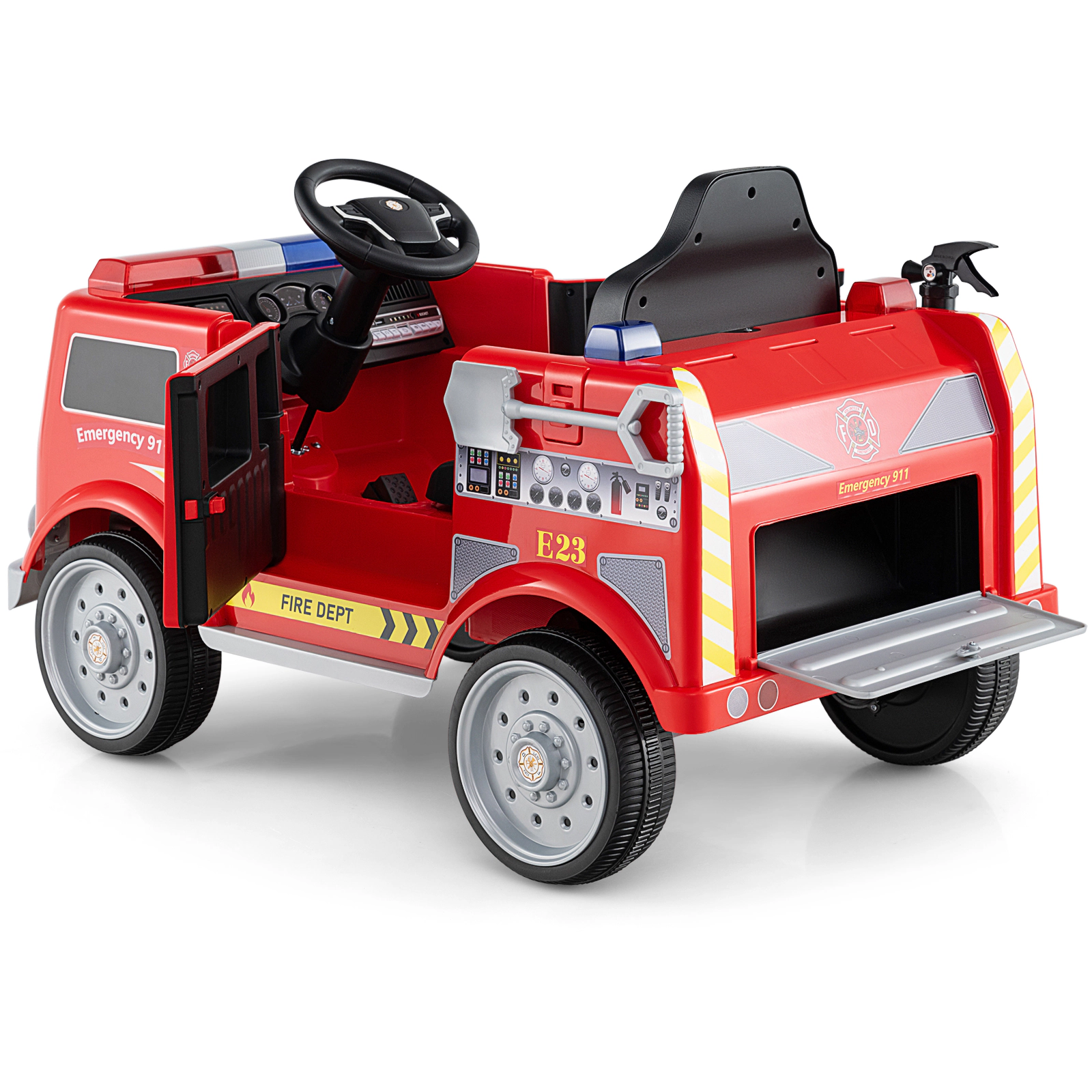 LJG Kids Ride on Fire Truck with Remote Control and Extinguisher