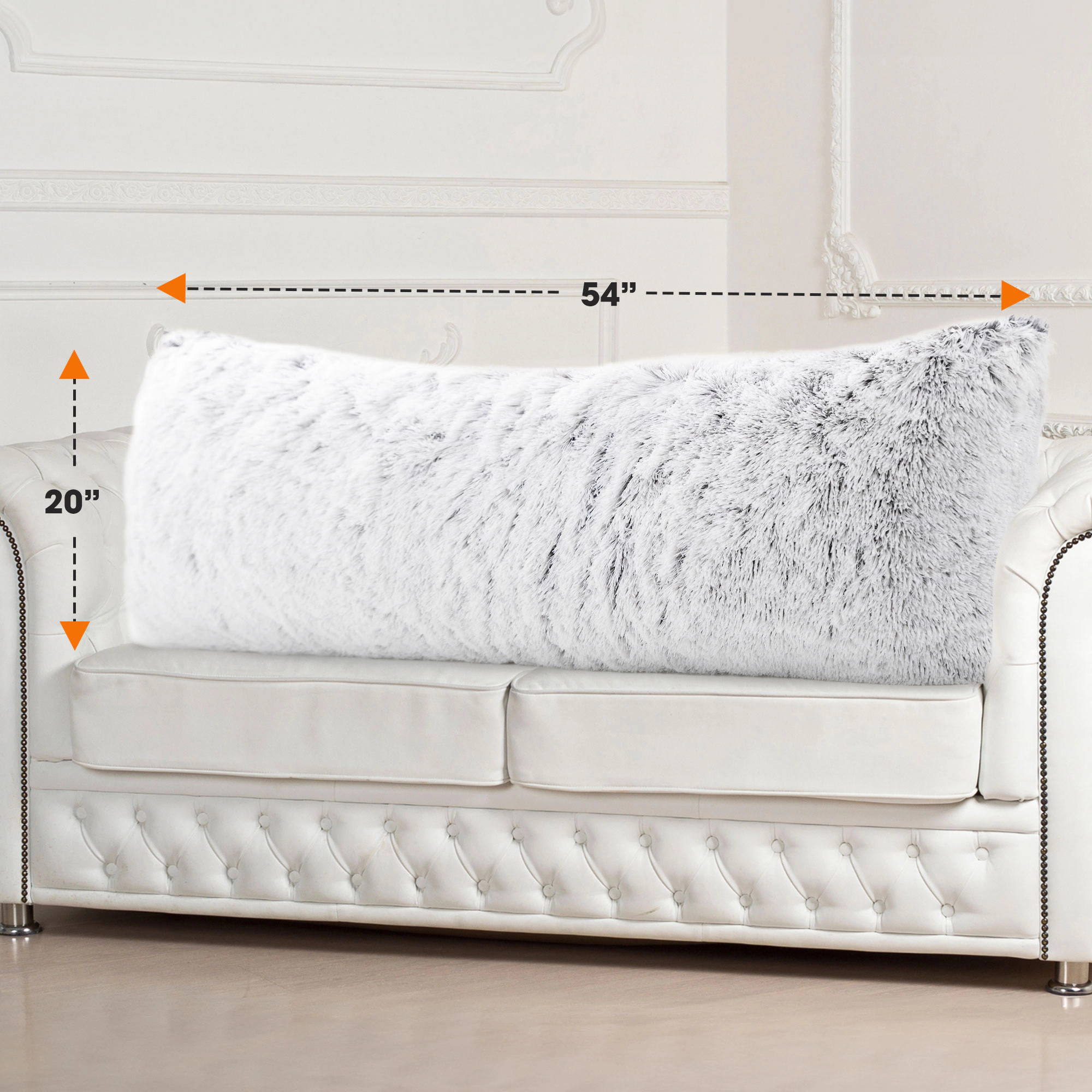 Cheer Collection 20 x 54-Inch Plush Shaggy Faux Fur Body Pillow with Insert and Washable Cover