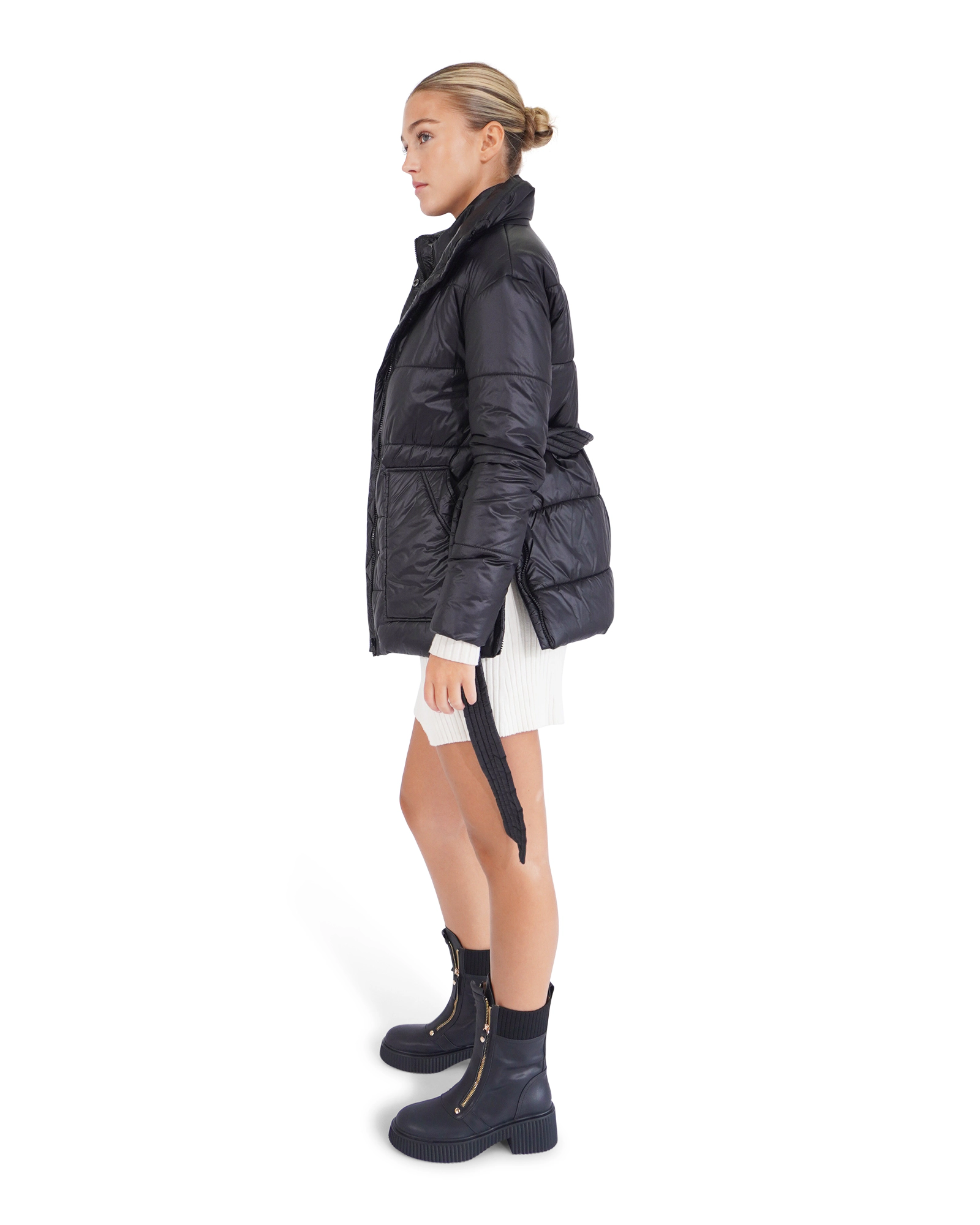 Belle & Bloom Womens Moonrise Belted Puffer Jacket