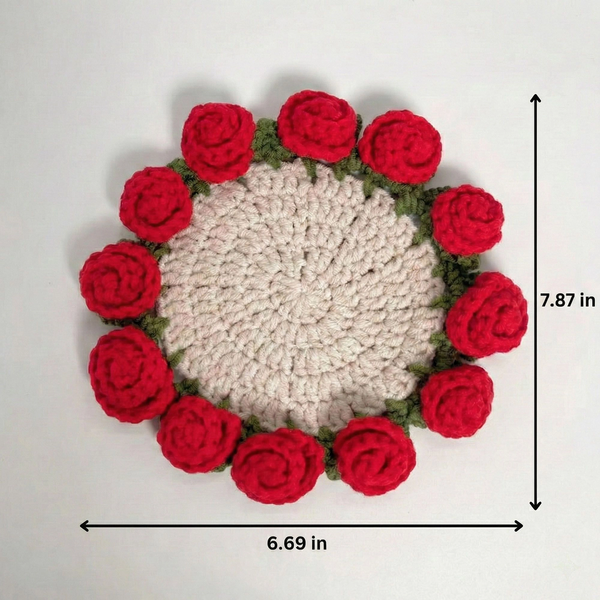 Alilang Unisex Handcrafted Crochet Sunflower Coaster with Floral Knit Design