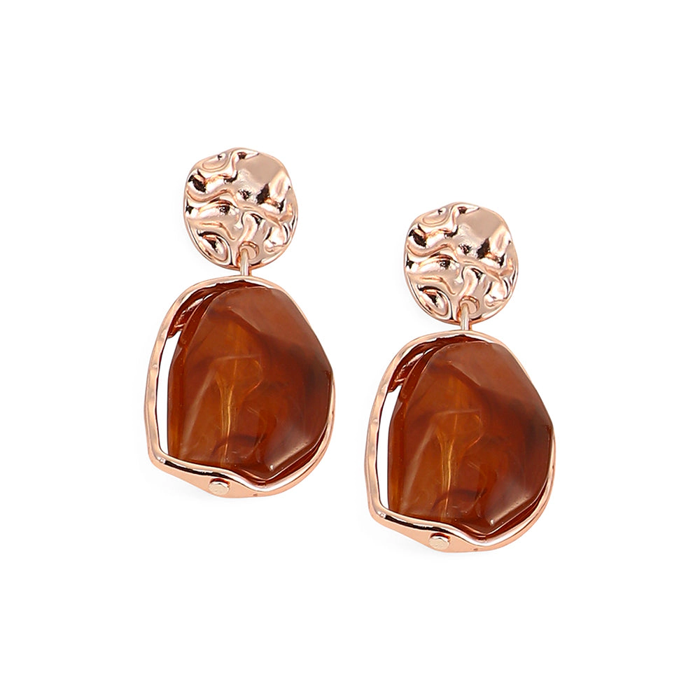 SOHI Women's The Hammered-Amber Drop Earrings - Rose Gold