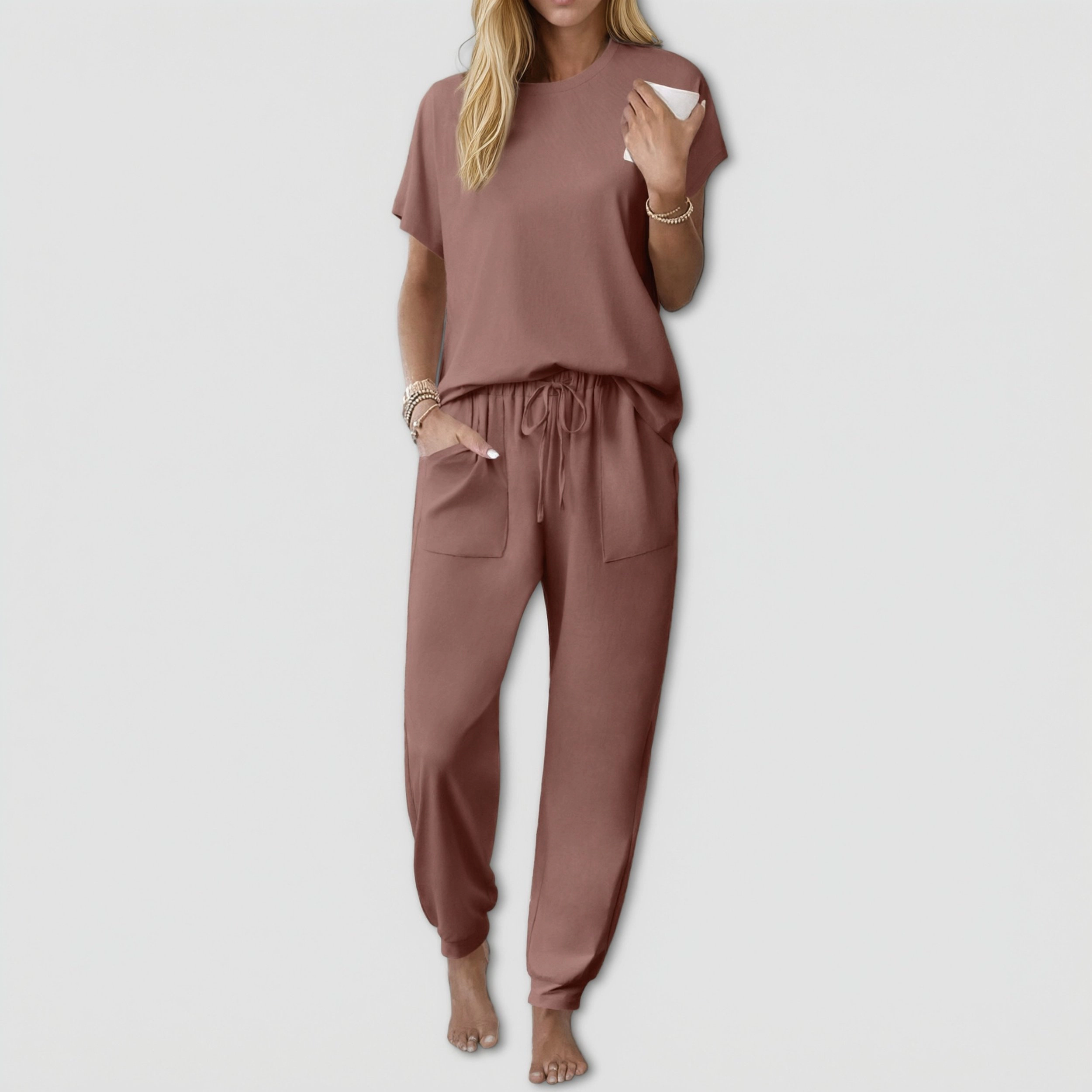 Ekouaer Womens Pajama Sets Pj Top with Jogger Pants Cotton Pajamas Two Piece Set Pocket