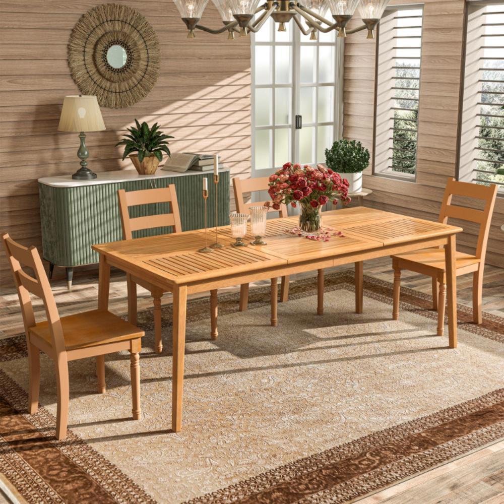 Hivvago 6-Person Outdoor Acacia Wood Rectangular Bistro Dining Table