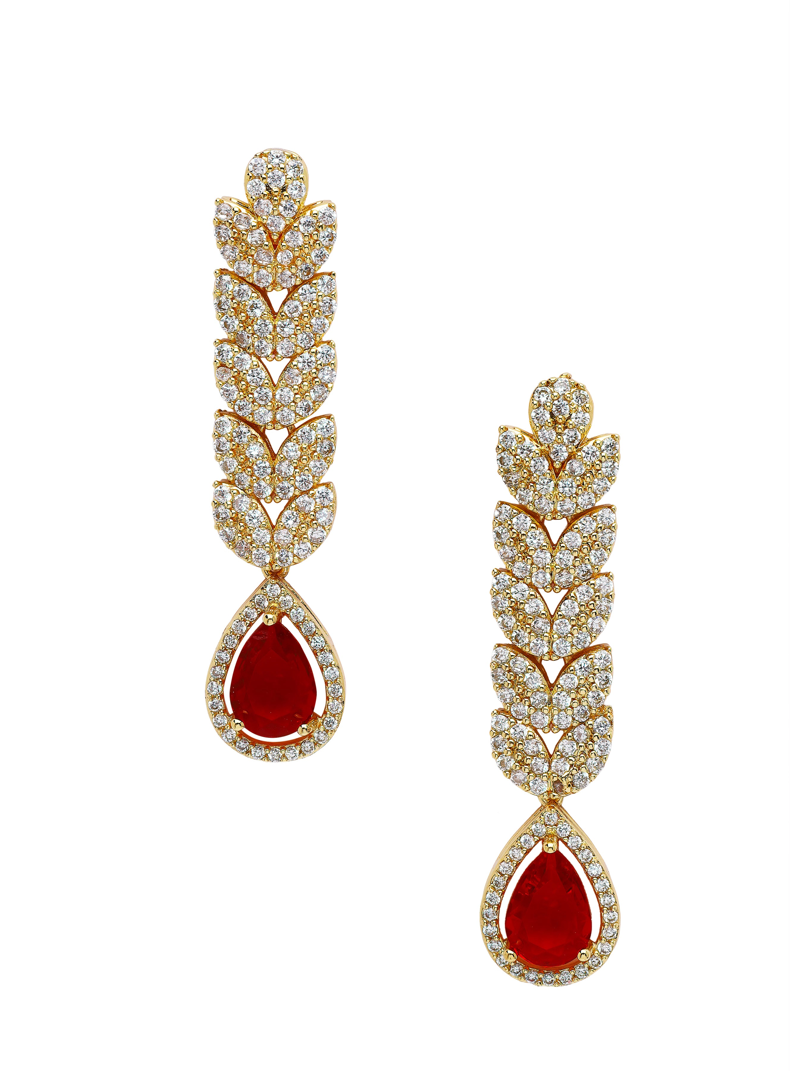 AGP PARIS Womens Leaf Cascade Teardrop Statement Drop Earrings