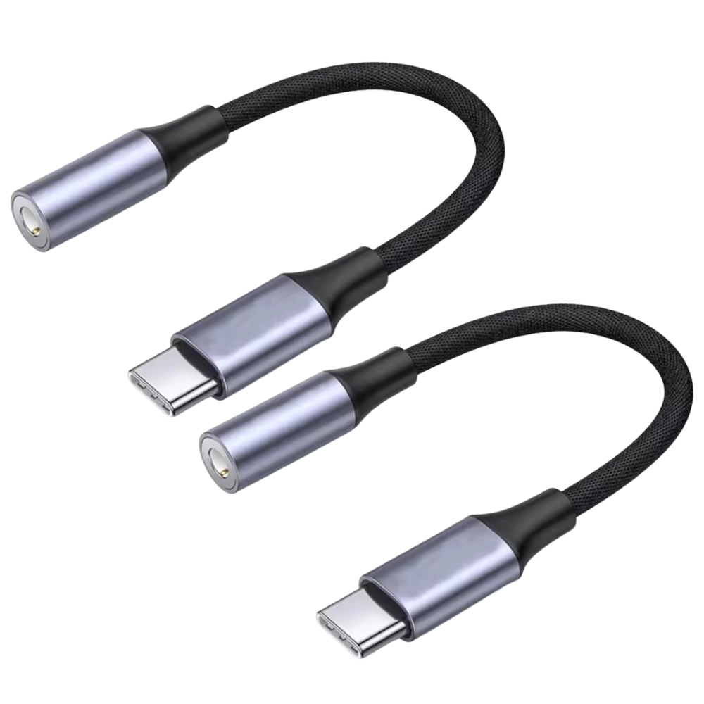 Qixxronics USB C to Aux Adapter, 3.5mm to USB C Cable, USB-C to 3.5mm Audio Adapter, Type C to Headphone Jack (2 Pack)
