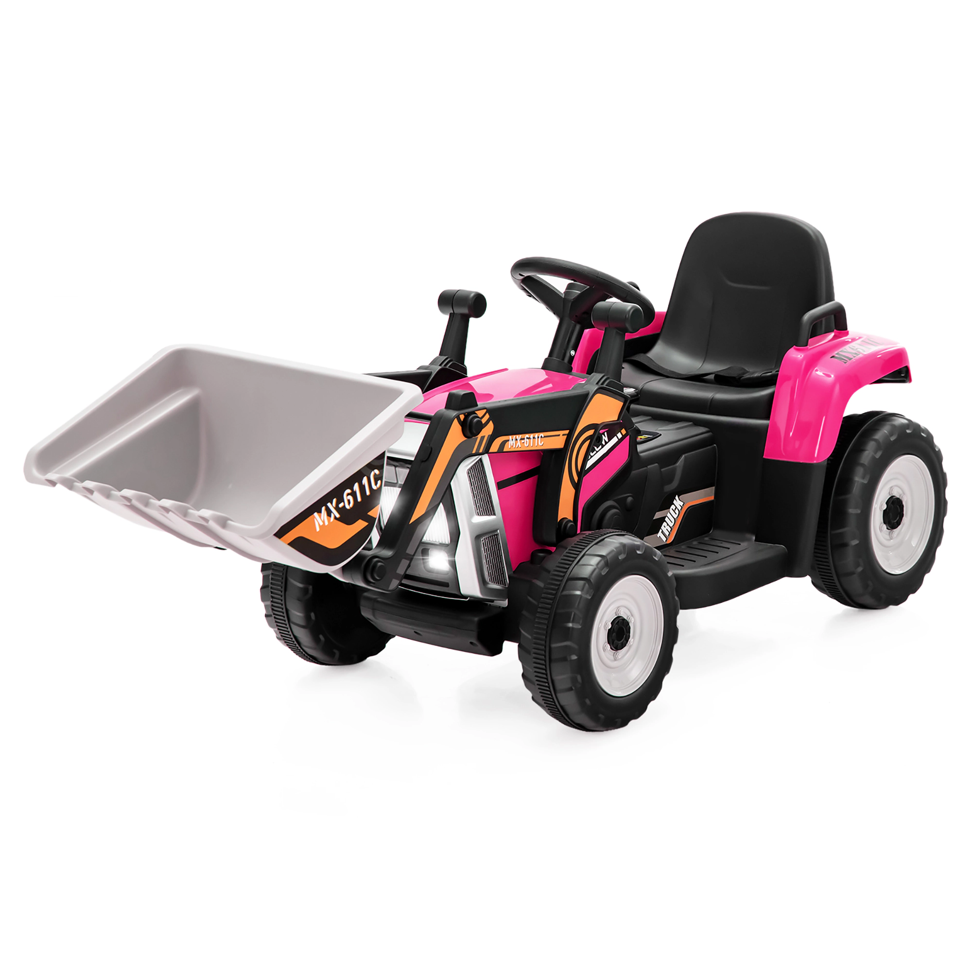 Costway Kids Ride On Excavator Digger 12V Electric Tractor RC w/ Digging Bucket Pink/Yellow