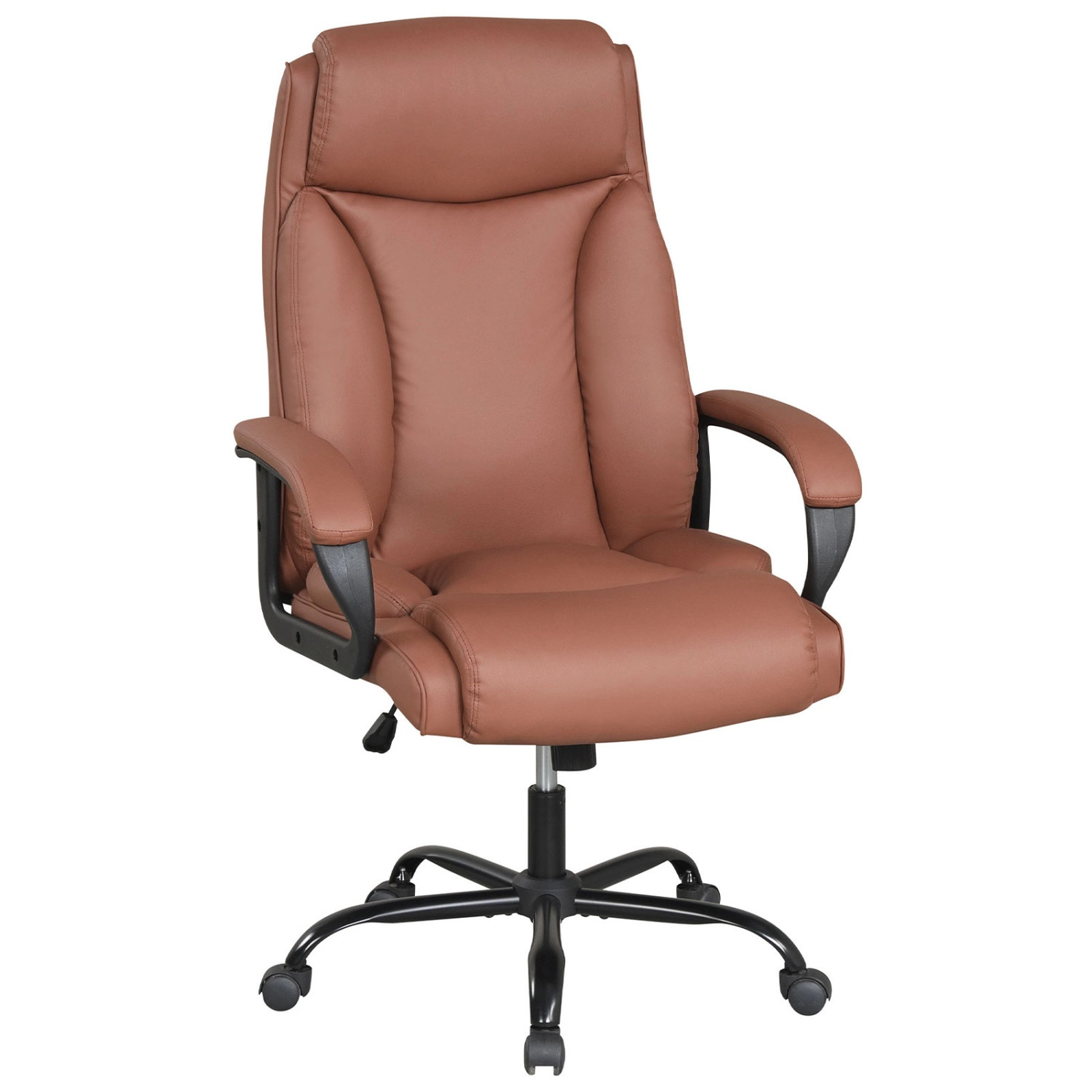 SUGIFT 400 LBS Big and Tall Executive Office Chair Brown High Back Leather Chair