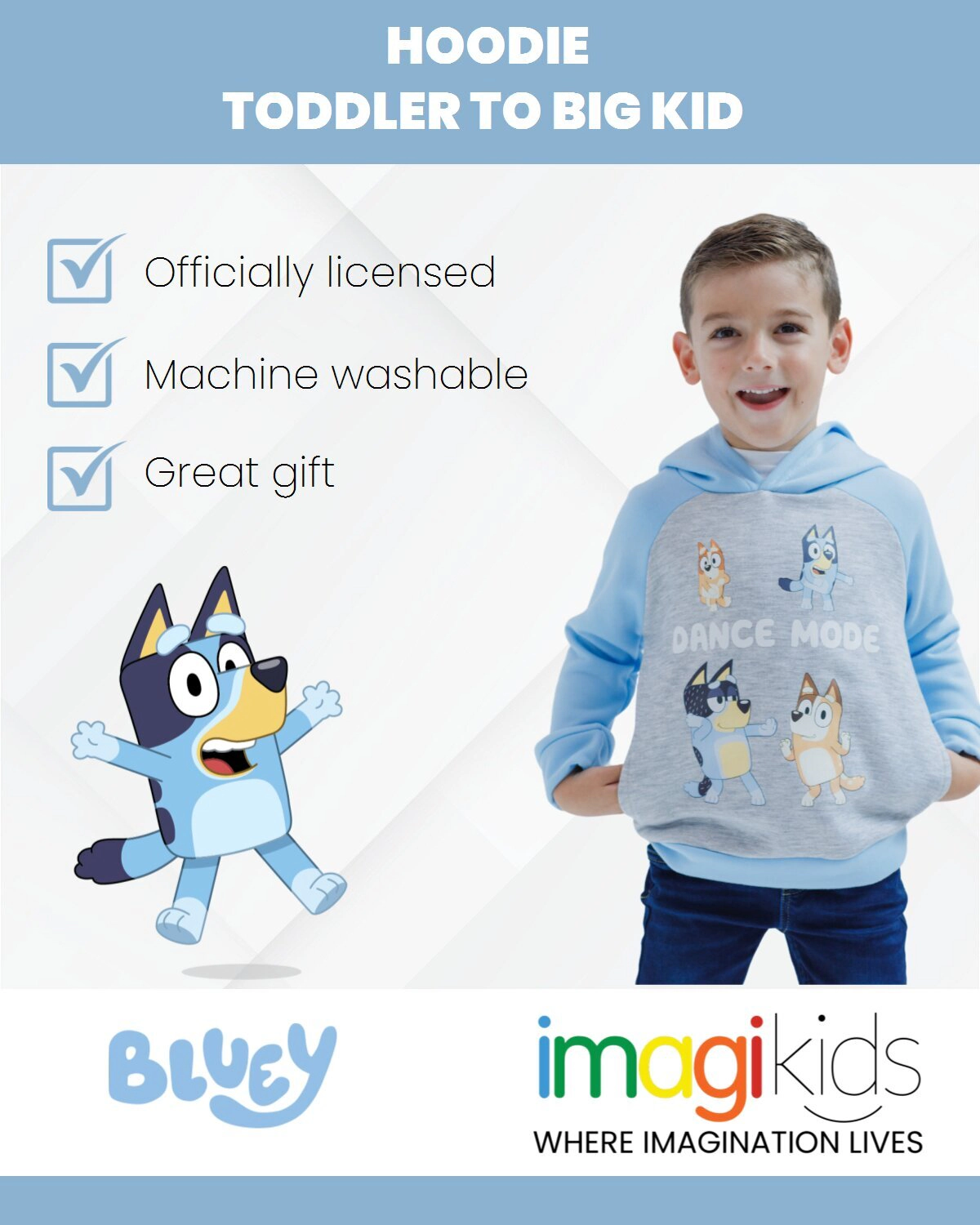 Bluey Boys' Fleece Hooded Sweatshirt