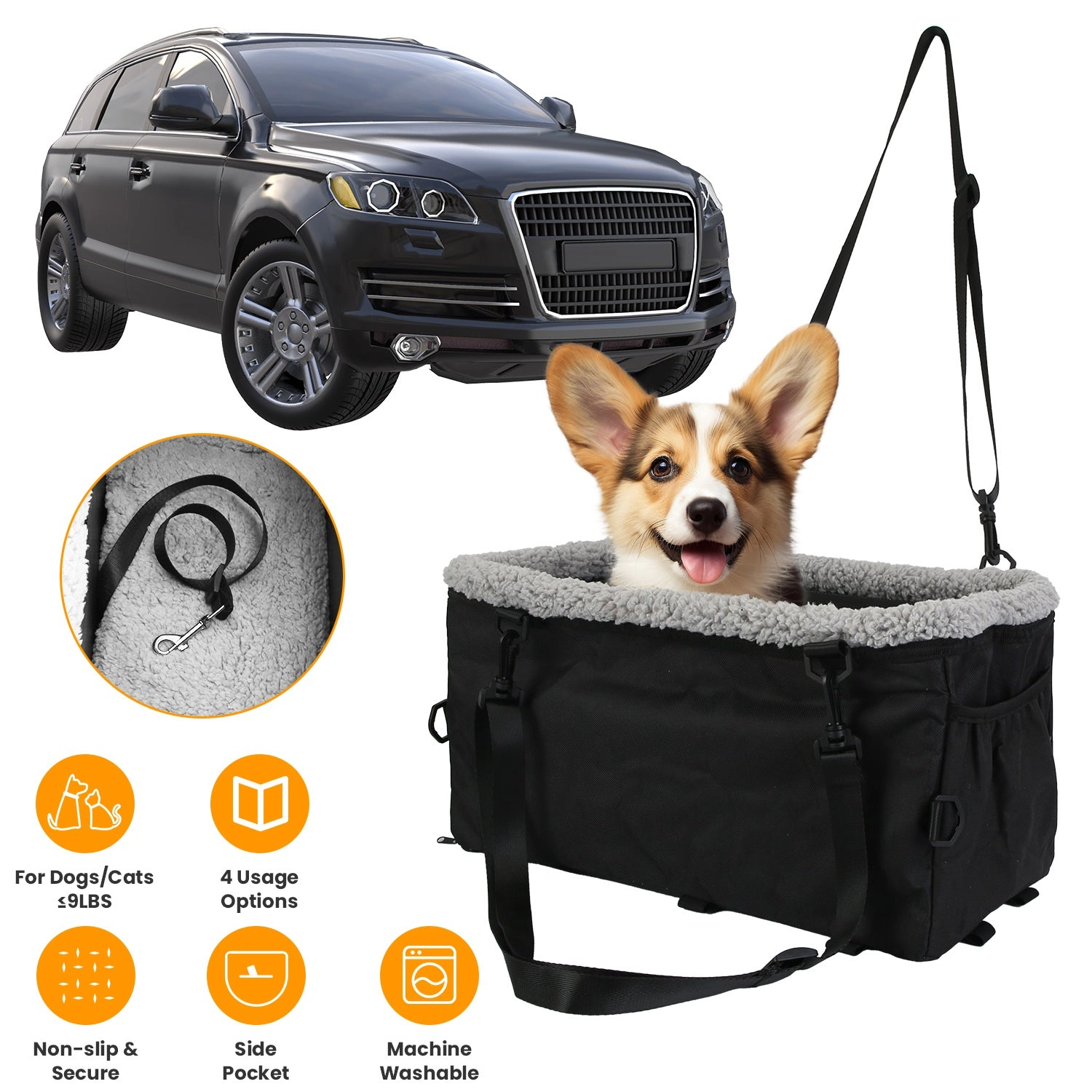 GBruno Small Dog Car Seat With Safety Harness