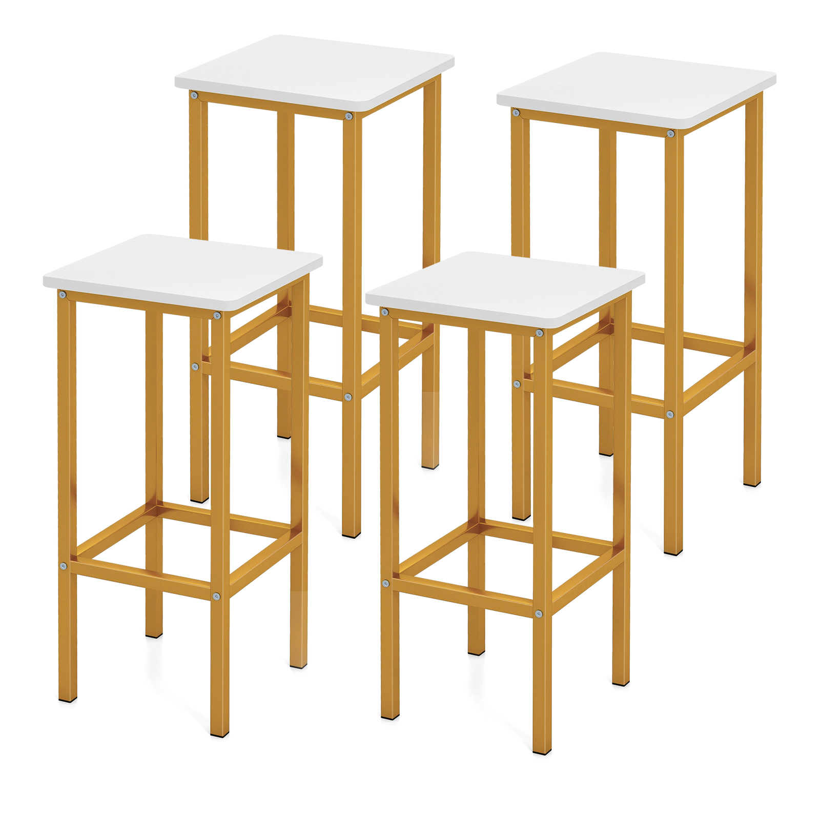 Glintex 4-Piece 26-Inch Backless Metal Counter Stool Set with Footrests, White