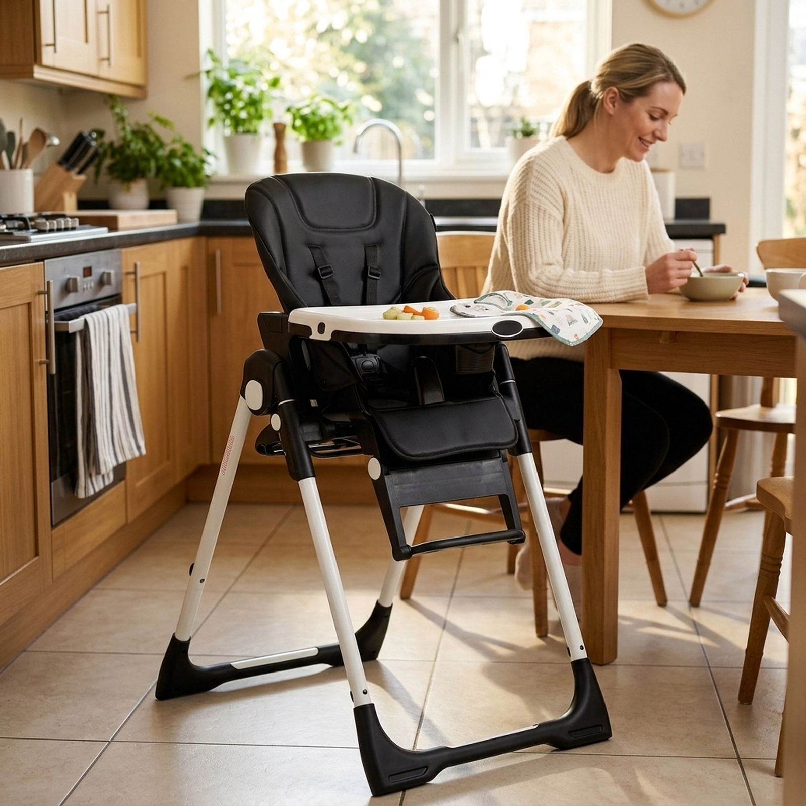 4-in-1 Baby High Chair and Booster Seat 7 Heights 5-Position Backrest Dual Feeding and Play Trays 0 to 36 Months