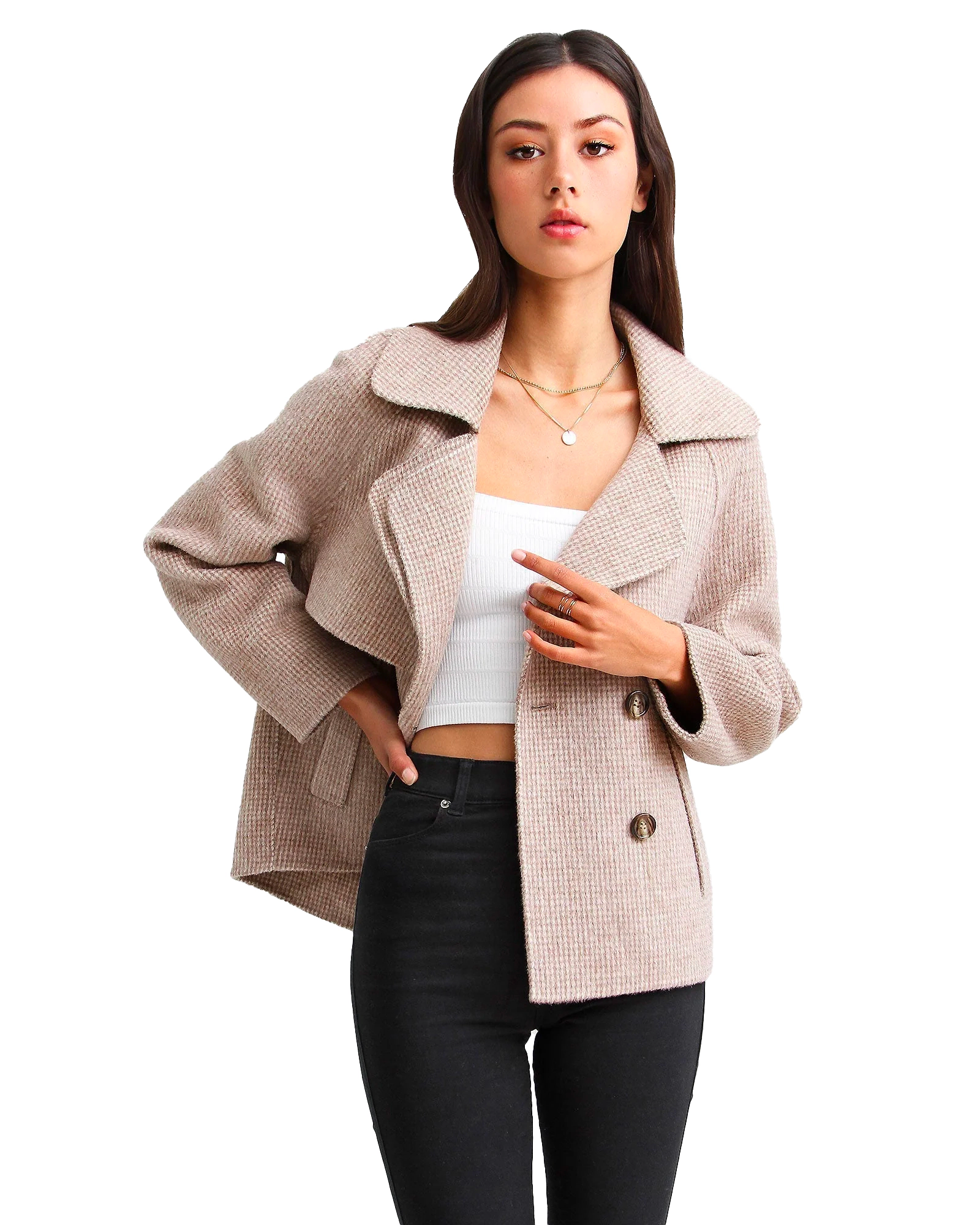 Belle & Bloom Womens I'm Yours Wool Blend Peacoat