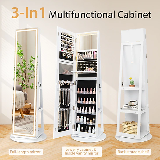 Hivvago Freestanding Jewelry Storage Cabinet with LED Lights