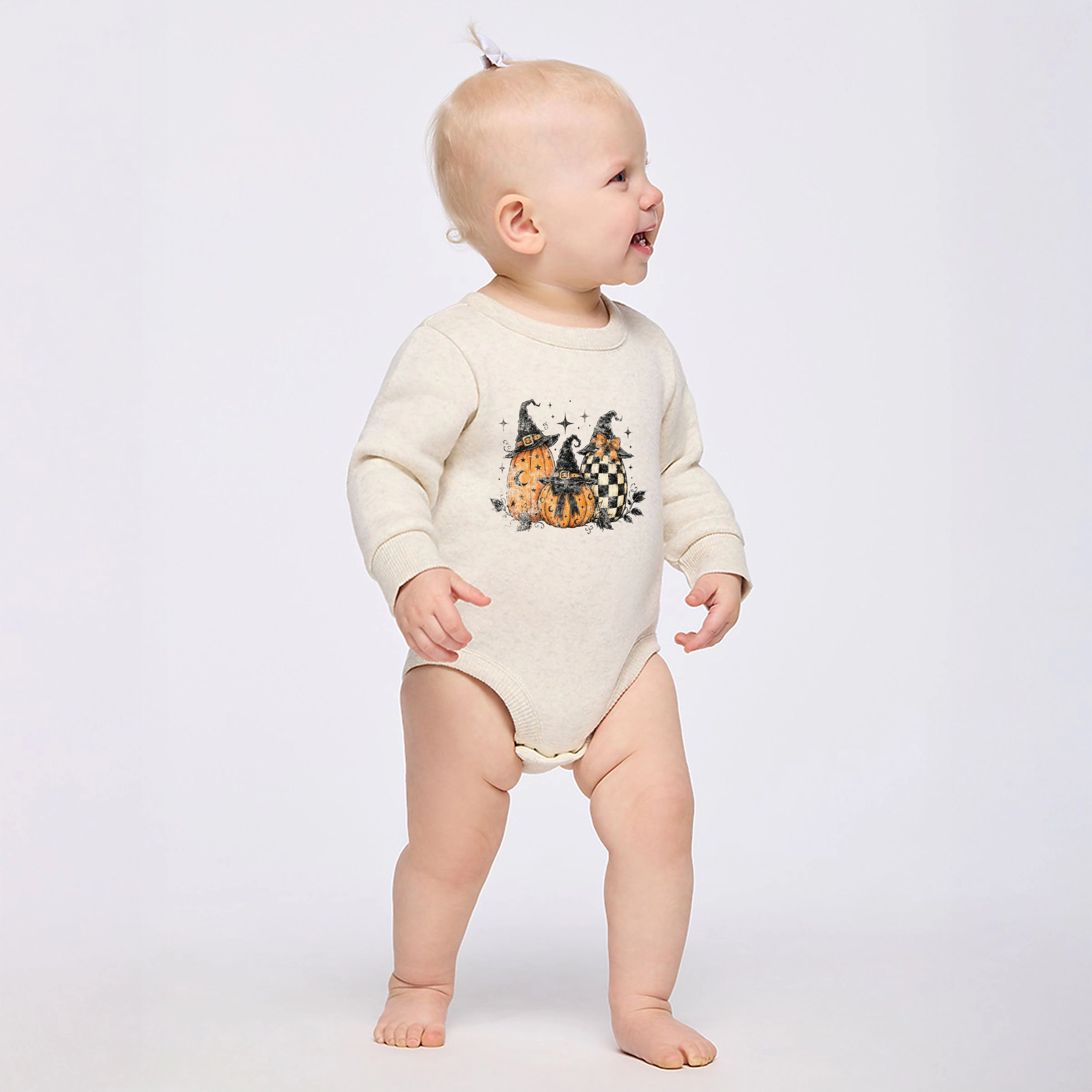 The Juniper Shop - Infant Fleece BodySuit Witch Hat Pumpkins