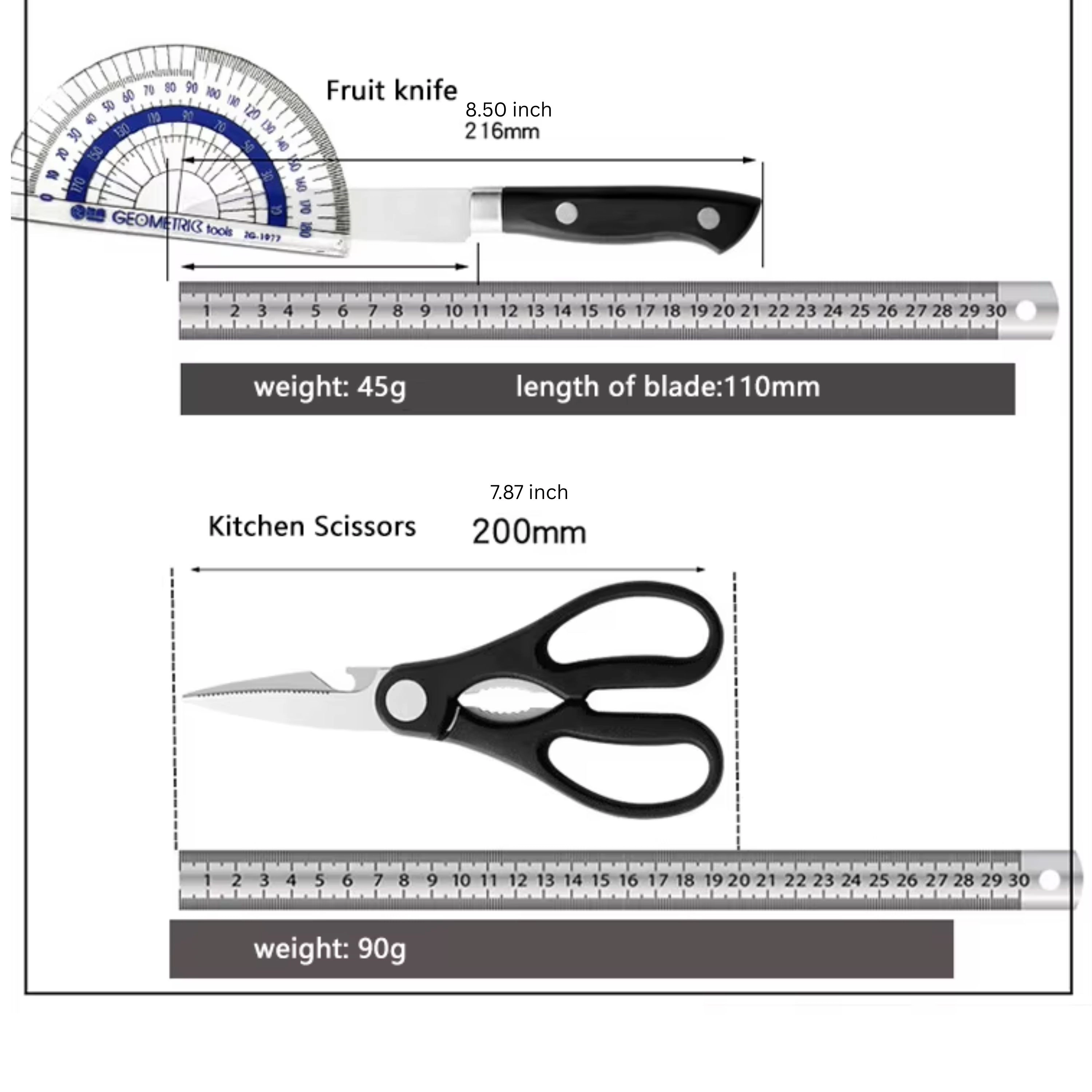 Kitcheniva 7-Piece Stainless Steel Knife Set With Plastic Block And Handle