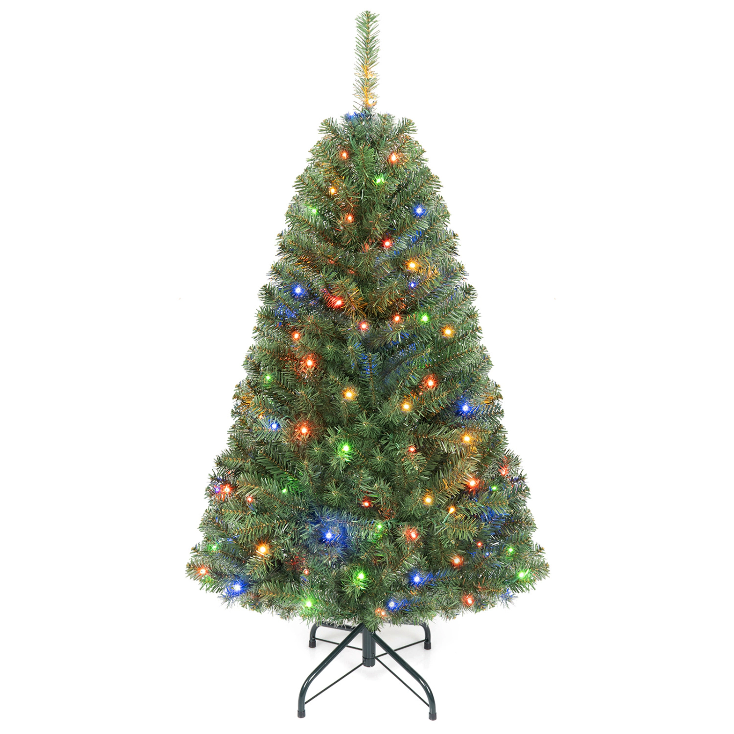 LJG Artificial Christmas Tree with 2 Lighting Colors and Folding Metal Stand