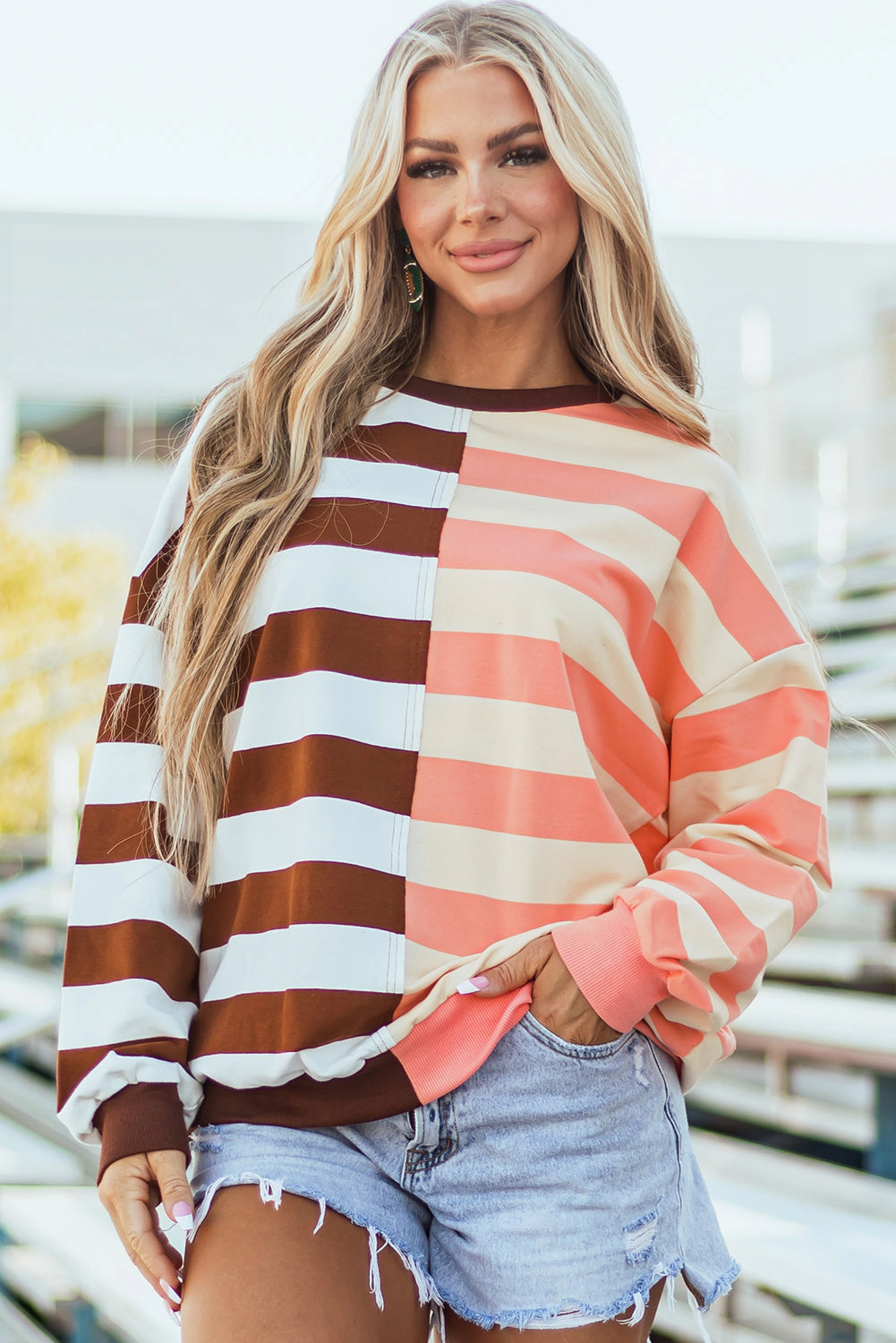 Threaded Pear Women's Yasena Block Drop Shoulder Pullover