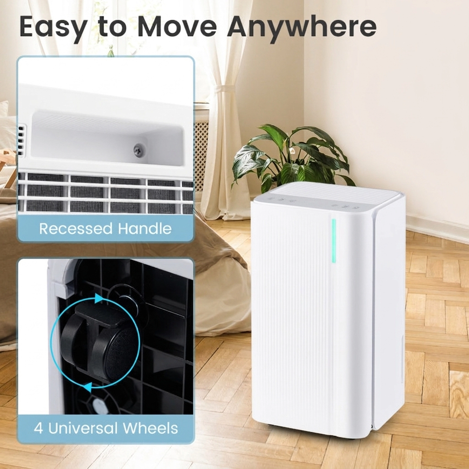 SUGIFT 32-Pint 2000-sq ft Portable Dehumidifier with Touch Panel 24H Timer and Universal Casters