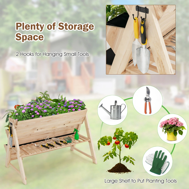 Hivvago 3 Tier Wooden Vertical Raised Garden Bed with Storage Shelf