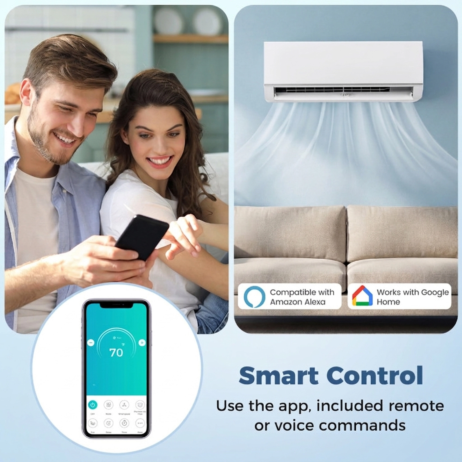 SUGIFT 20000-BTU 2-Zone 23-SEER2 208-230V Ductless Mini Split Air Conditioner with Heat Pump 9K + 9K