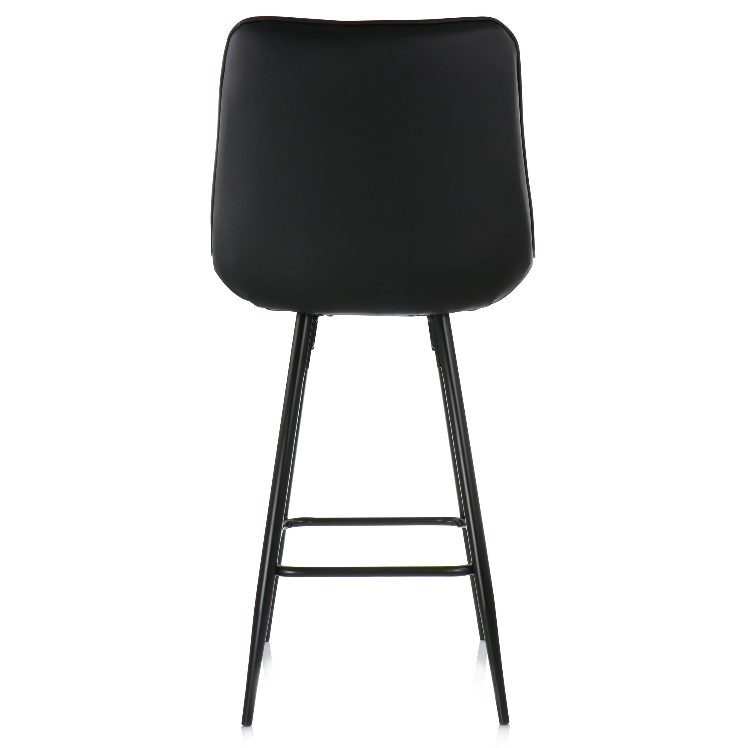 Elama 2 Piece Diamond Stitched Faux Leather Bar Chair in Black with Metal Legs