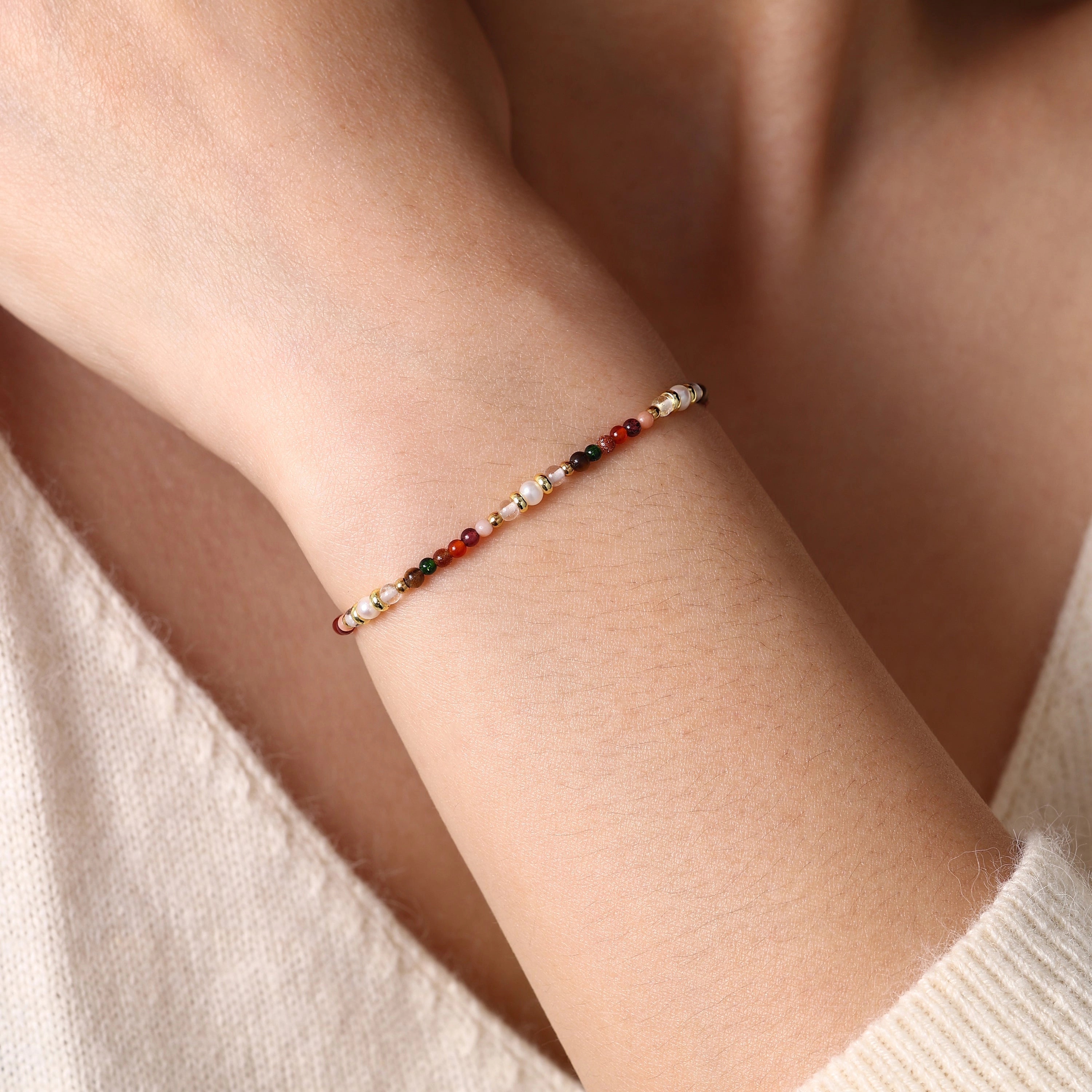 Mint & Lily Women's Rainbow Tourmaline Minimalist Bracelet