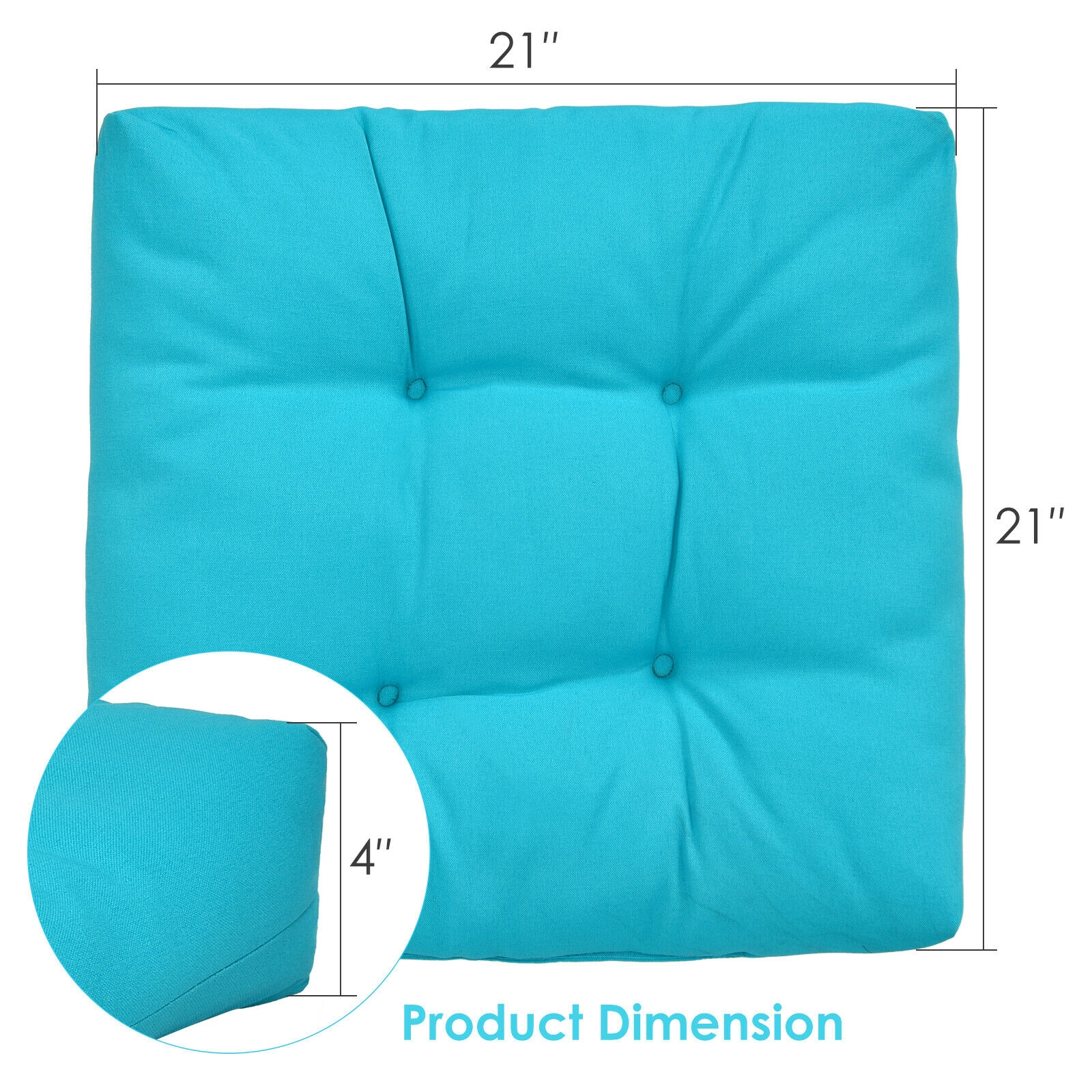 SlickBlue Square Patio Furniture Seat Cushions with Cotton Filling