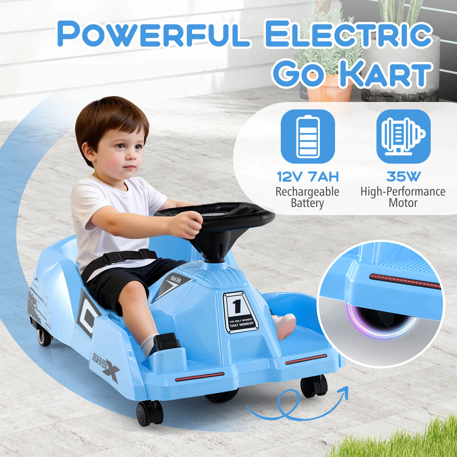 Costway 12V Ride on Toy Car Electric Go Kart with Cleaning Fun & Remote Control Pink/Rose red/Blue