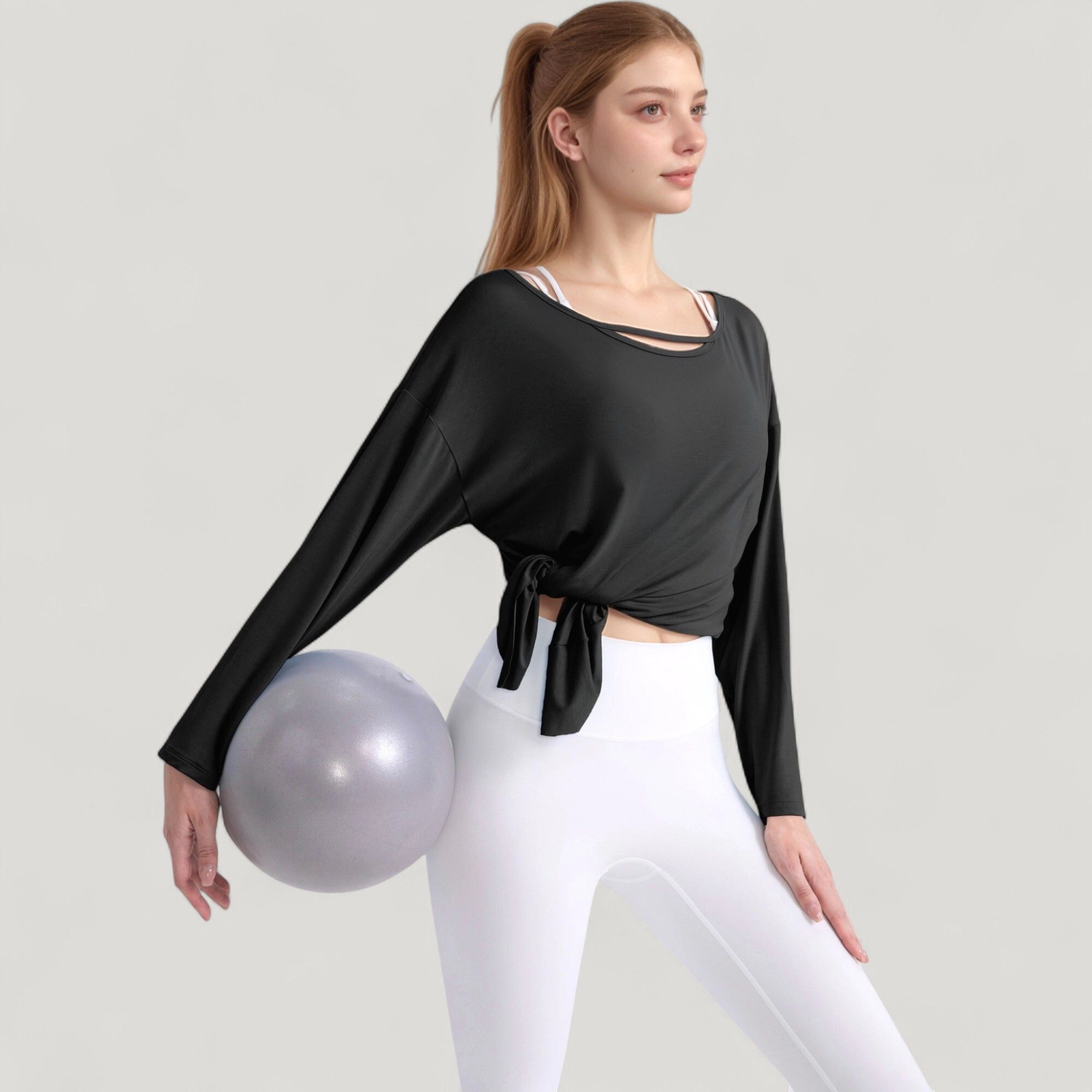 Anna-Kaci Women's Long Sleeve Pullover Top with Cutout Scoop Neck and Side Slit Hem