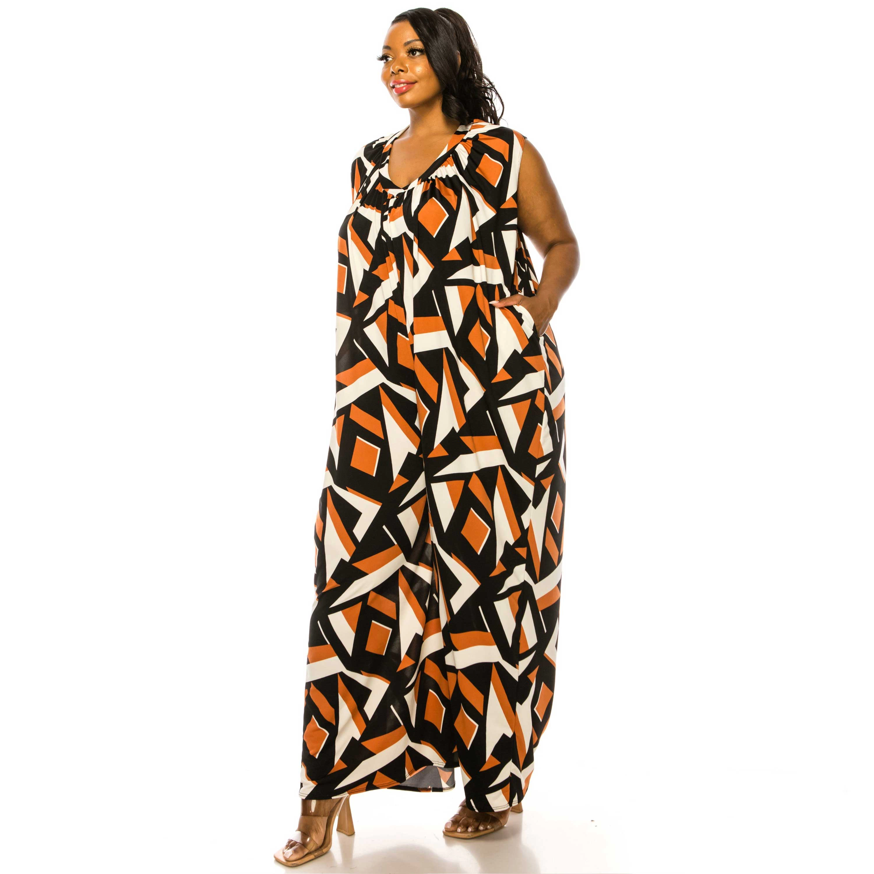 L I V D Women's Plus Size Makayla Sleeveless Pocket Jumpsuit