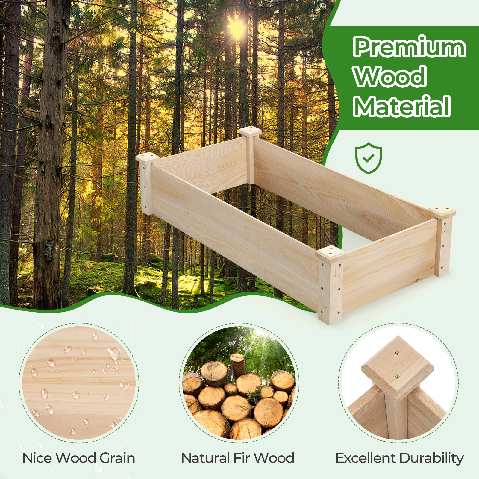 SlickBlue Open Bottom Wooden Planter Box for Vegetables and Flowers