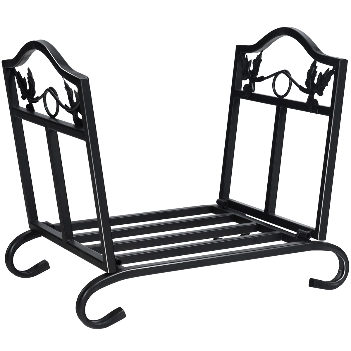 SUGIFT Foldable Steel Firewood Log Rack Wood Storage Holder 160-lb Capacity 17-in Long 4-lb Frame Black