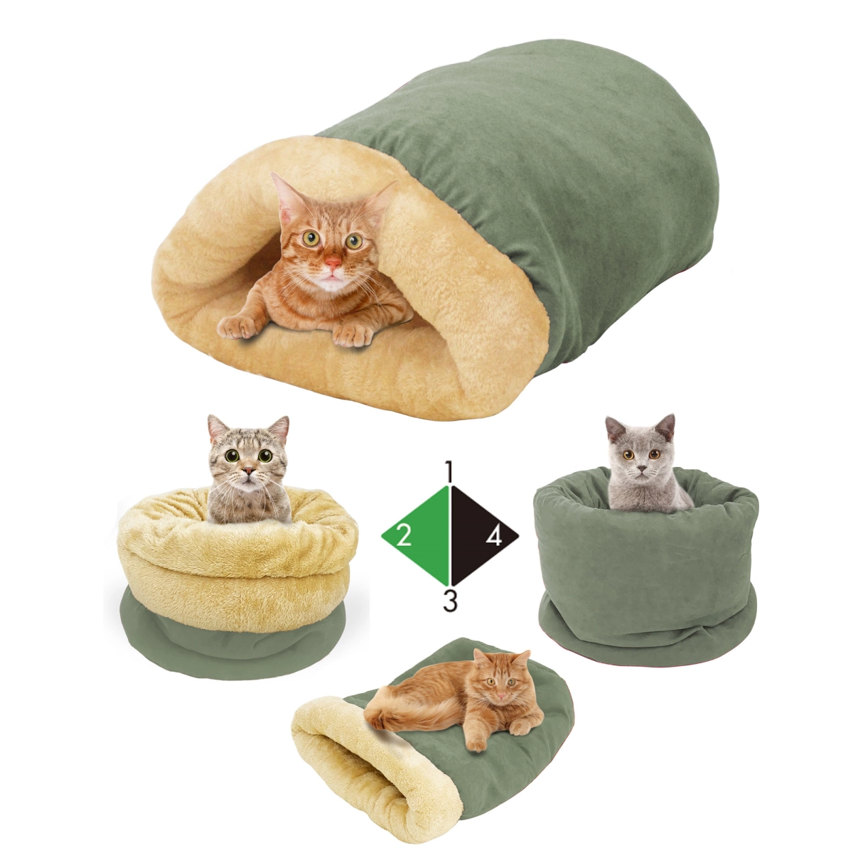 212 Main Goopaws 4 in 1 Self-Warming Pet Bed, Sage Green