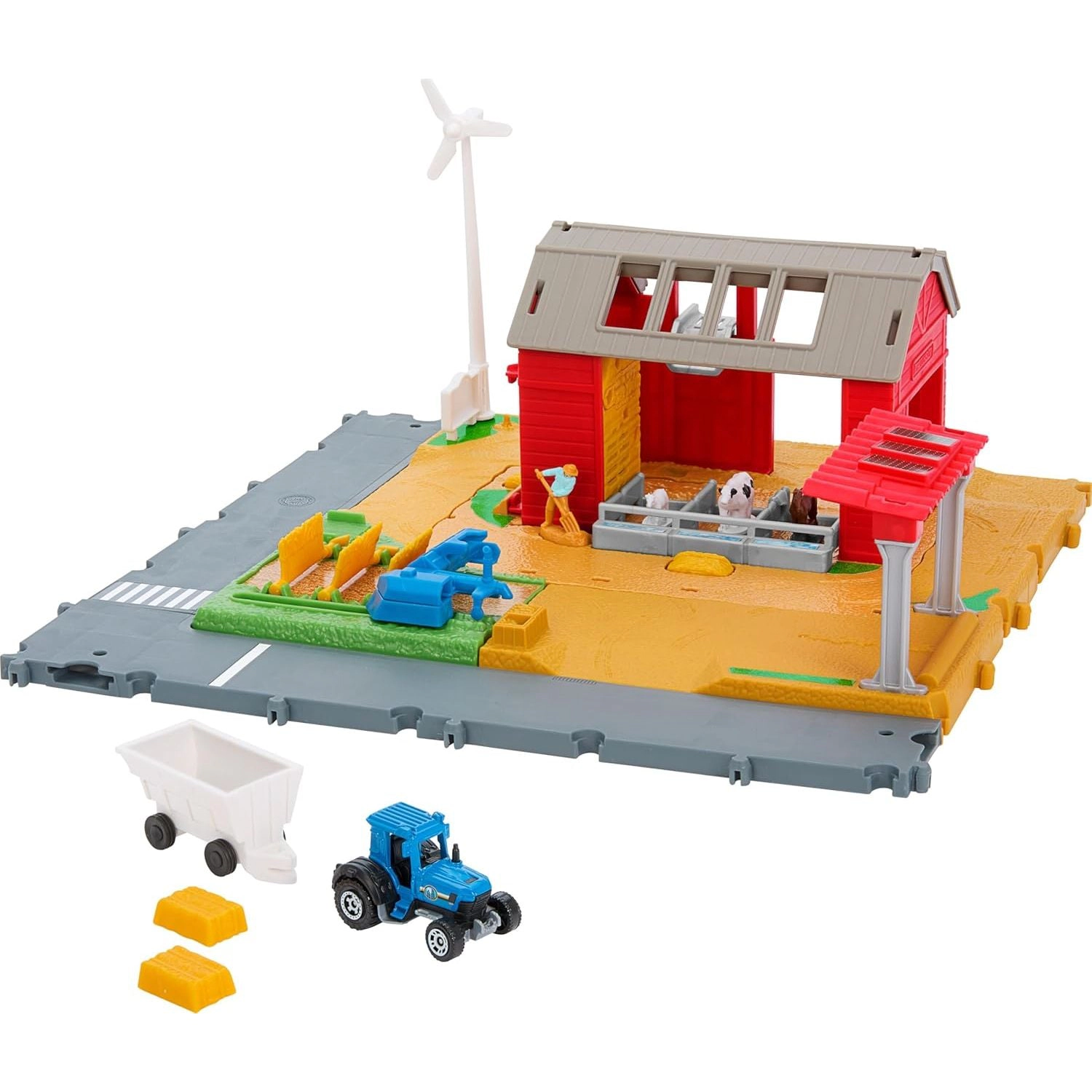 Matchbox Action Drivers Farm Adventure Playset with 1:64 Tractor and Animal Figures
