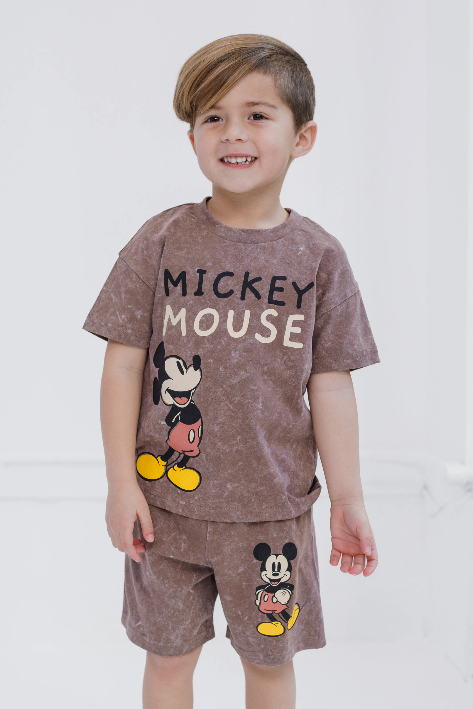 Disney Mickey Mouse Boys' Mineral Wash 2-Piece T-Shirt and Shorts Set