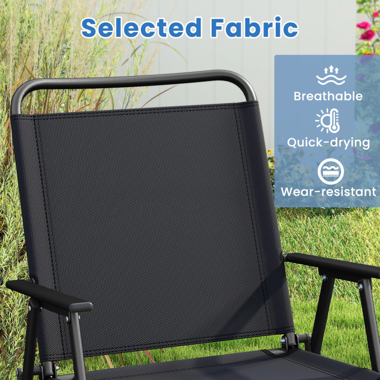 Hivvago 4 Pieces Patio Folding Furniture Set With Spc Coffee Table And Patio Chairs-Black