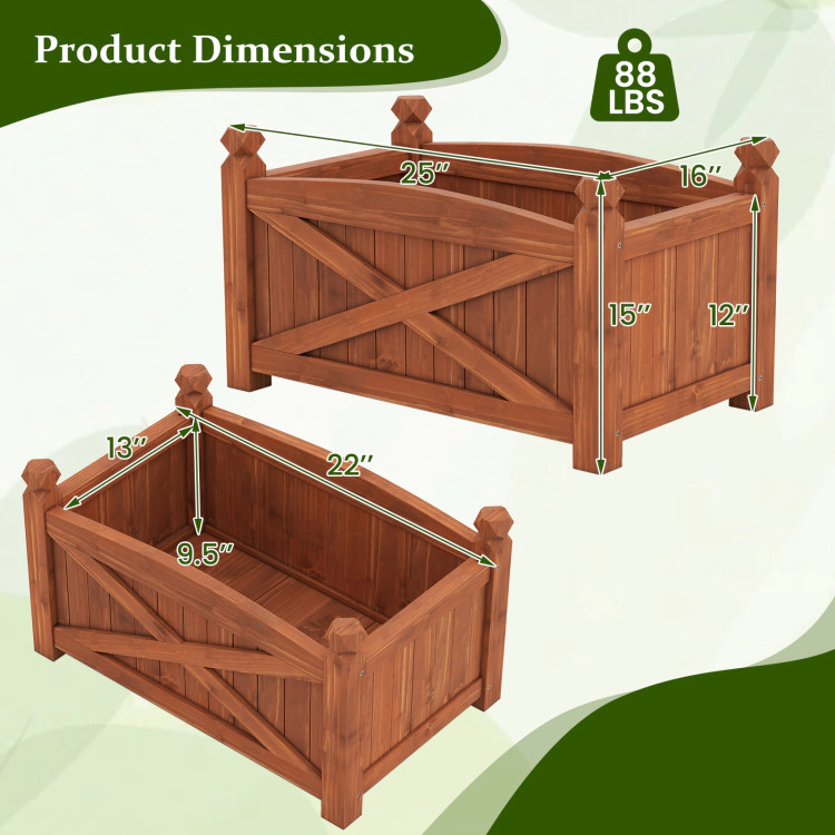 Hivvago Wooden Raised Garden Bed for Patio Garden with Drainage Holes for Patio Garden - Small