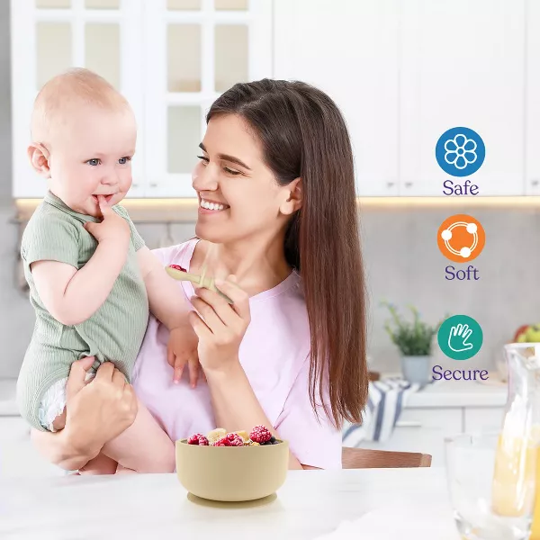 Sperric Silicone Baby Feeding Set - Infant Suction Bowls with Lids and Spoons | BPA Free Toddler Self Utensils