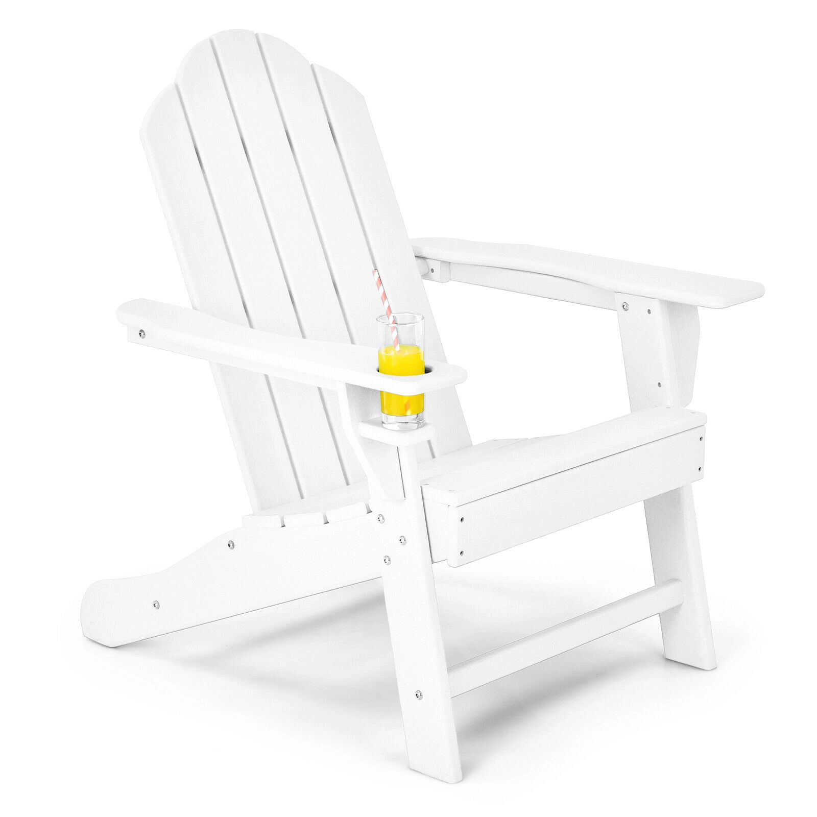 SUGIFT 330-lb Capacity All Weather PE Adirondack Chair with Built-in Cup Holder and 304 Stainless Steel Screws