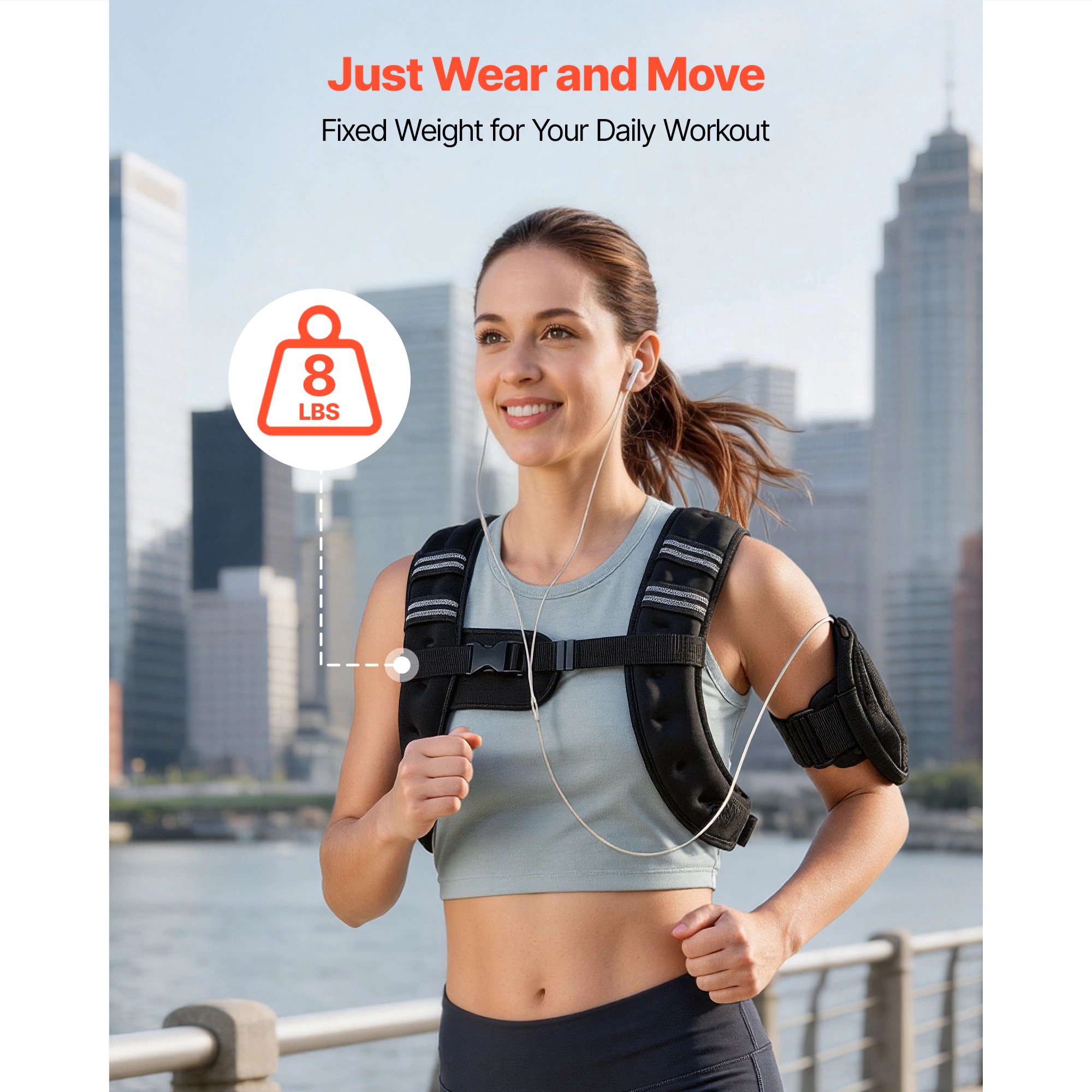 HONGGE Weighted Vest Body Weight Vest for Men Women with Reflective Stripe Adjustable Buckle Workout Equipment for