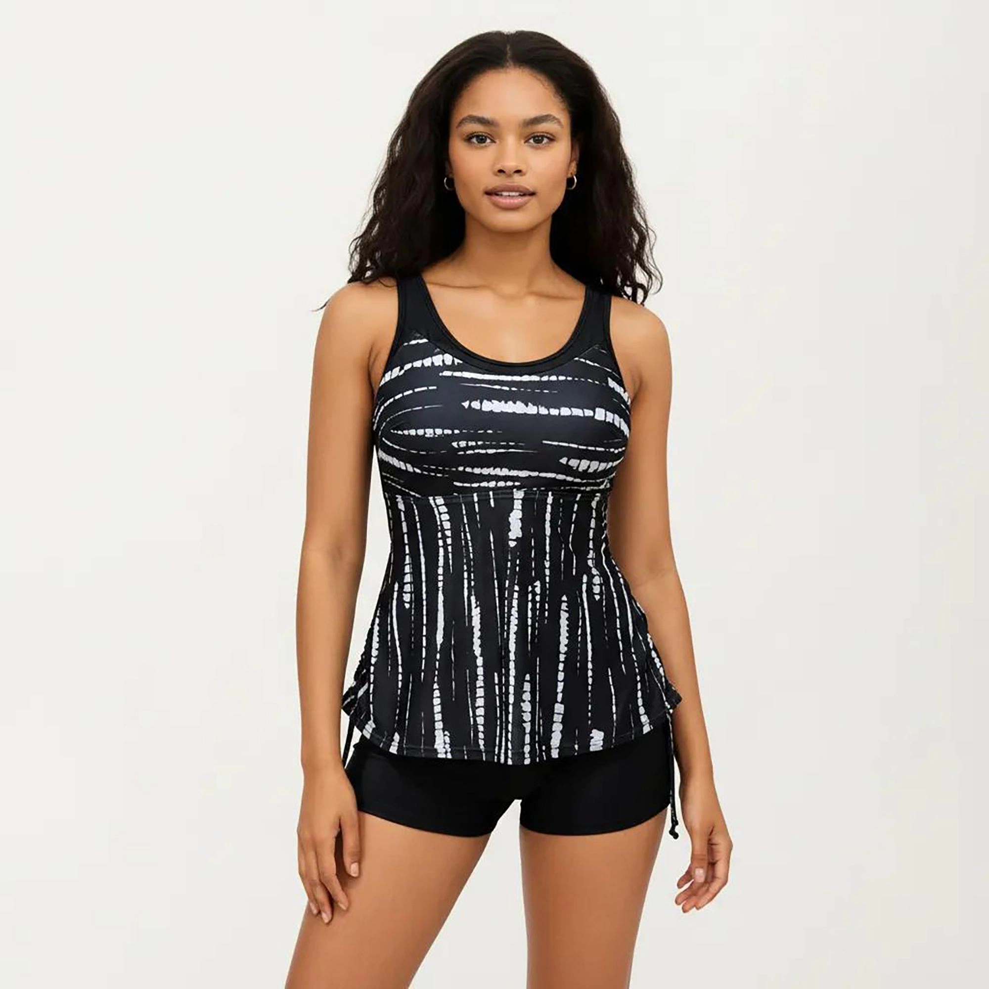 Anna-Kaci Womens Printed Flared Hem Tankini Set with Swim Shorts