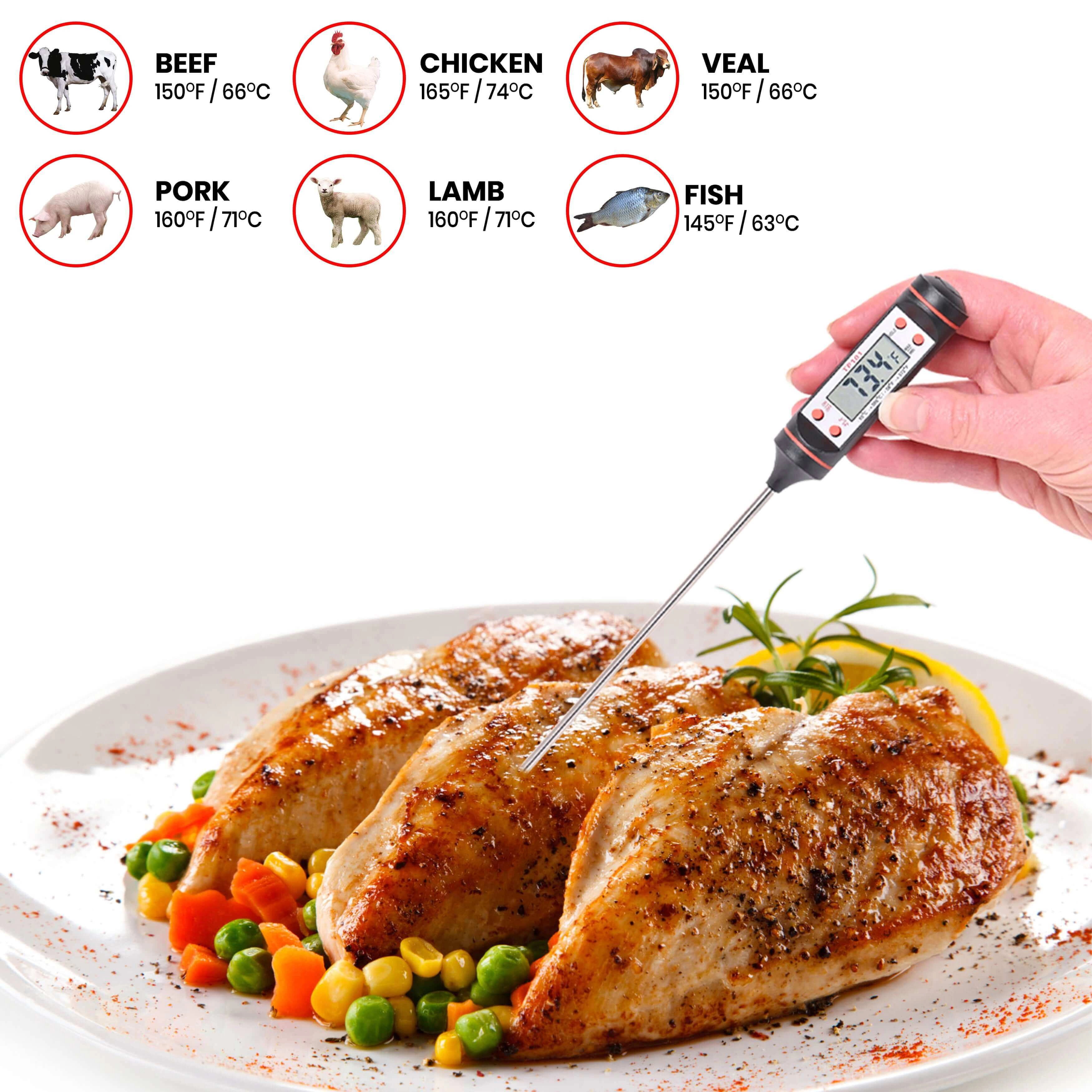 Cheer Collection Digital Meat Thermometer, Quick Read for Cooking and Grilling