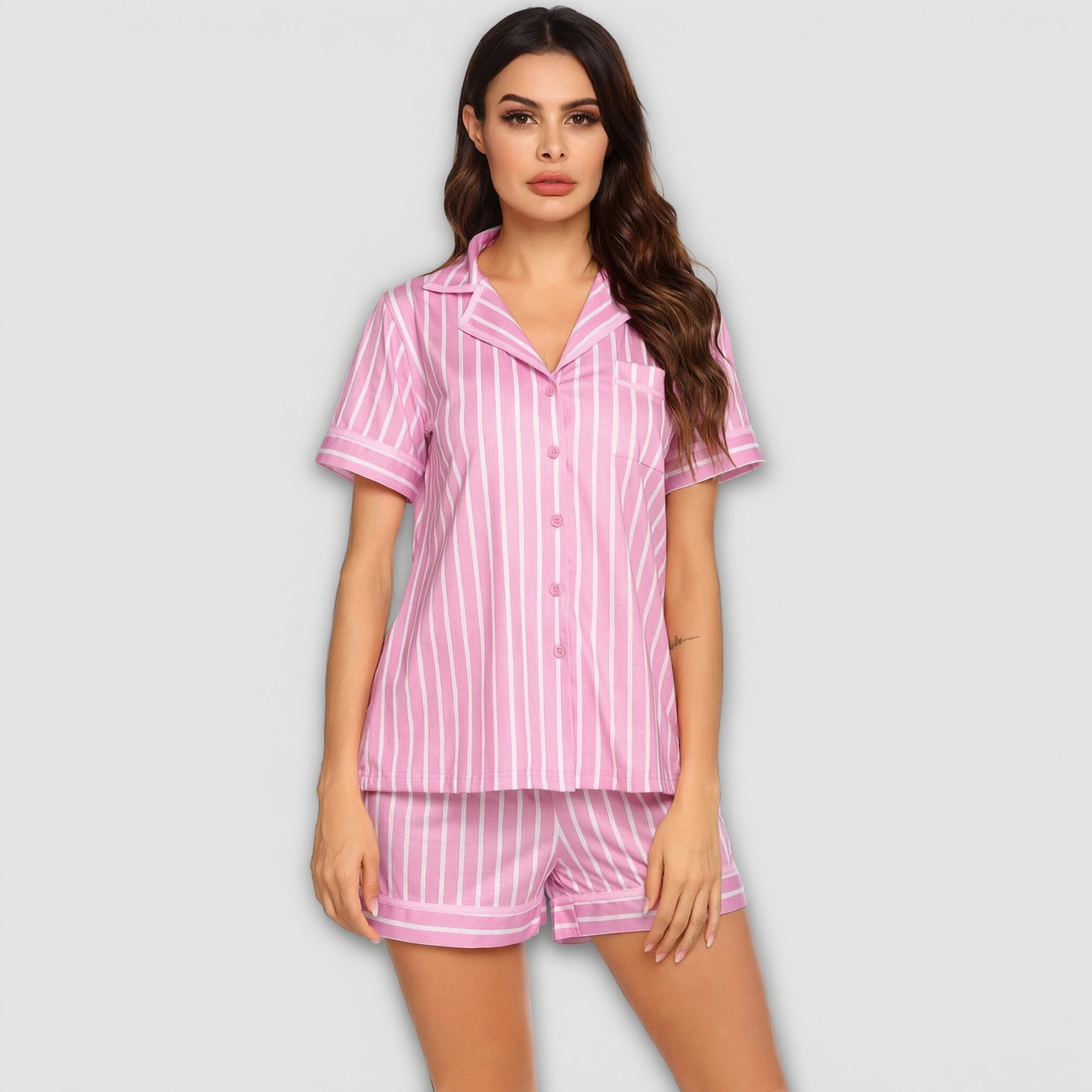 Ekouaer Women Pajama Sets Two Piece Set V Neck Sleepwear Loungewear Chest Pocket