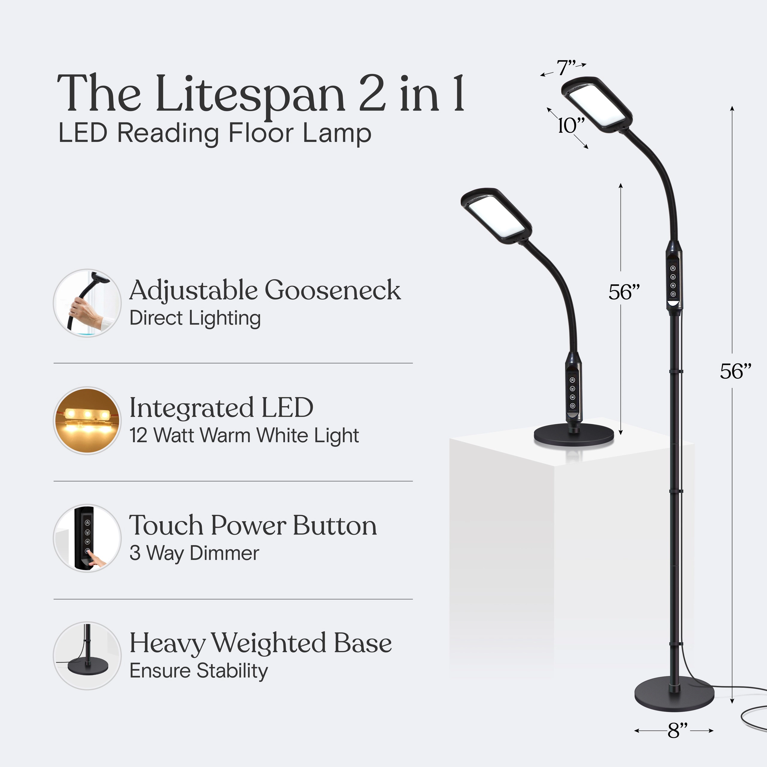 Brightech Litespan 2 in 1 Gooseneck Floor Lamp