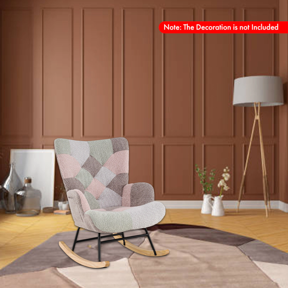 Hivvago Ergonomic High-Back Rocking Chair with Armrests for Nursery and Living Room